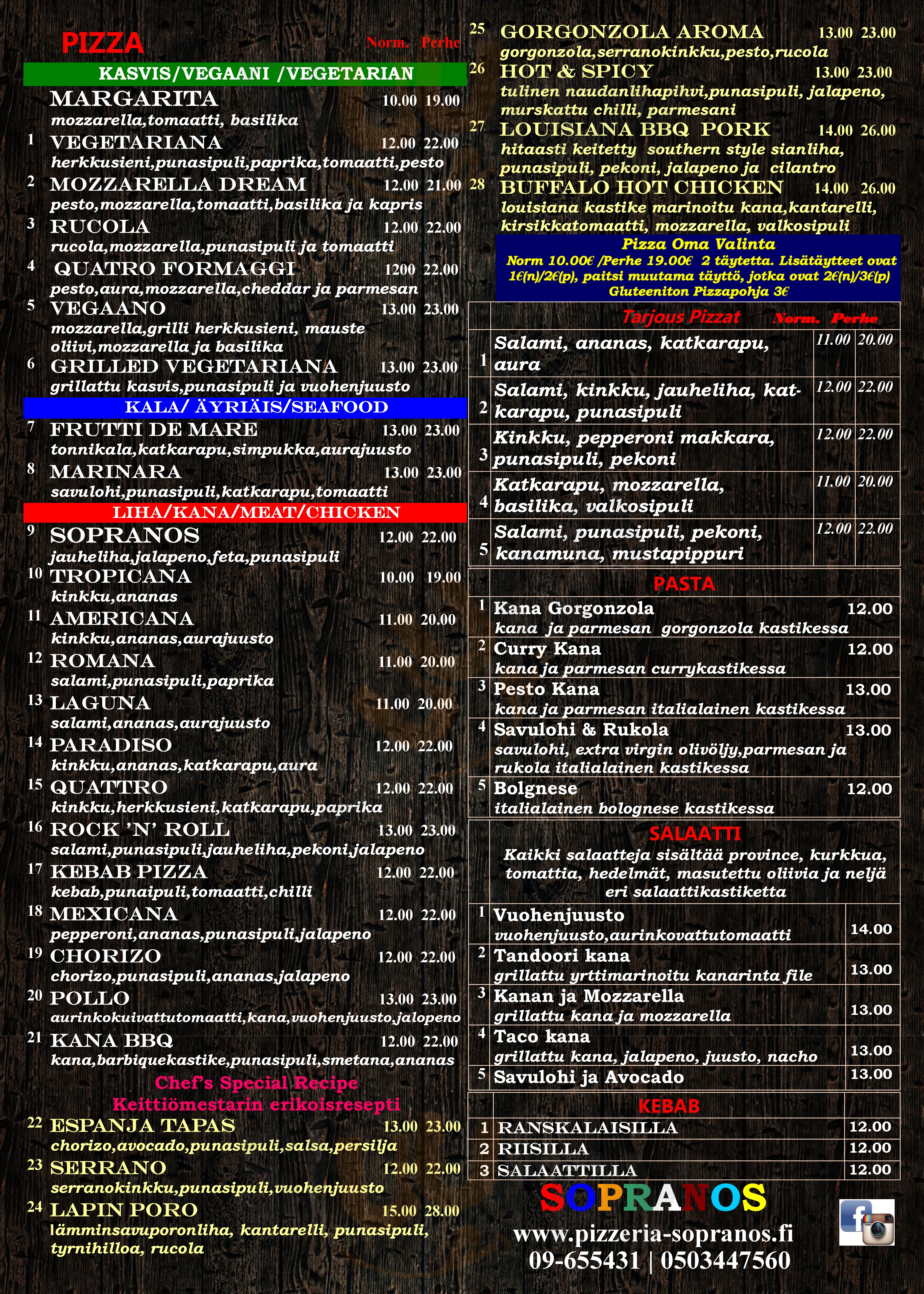 Pizzeria Sopranos Helsinki Menu - 1