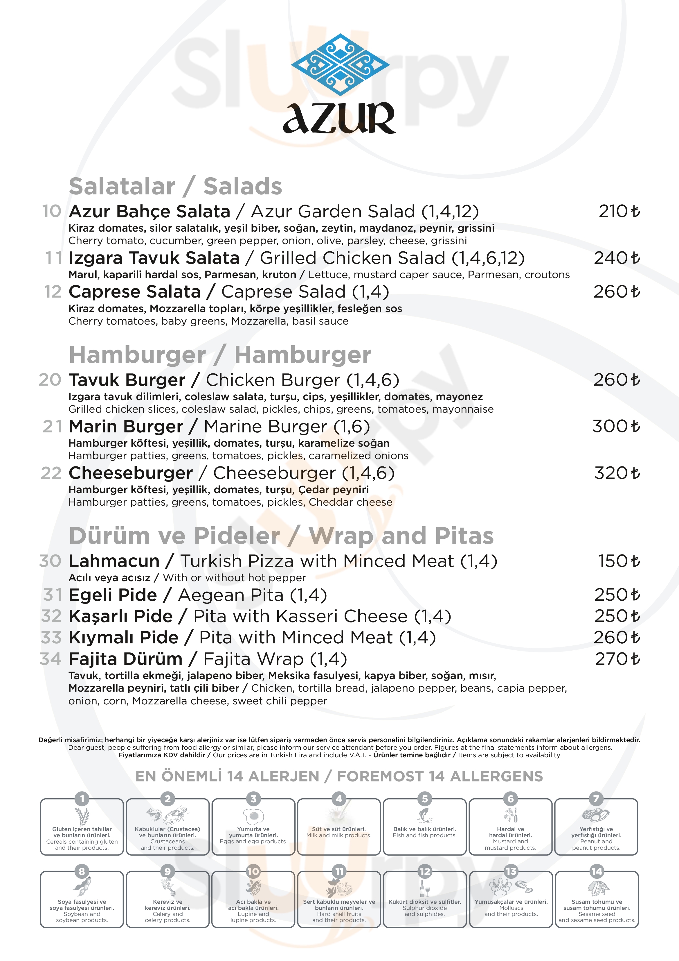 Azur Restaurant Göcek Menu - 1