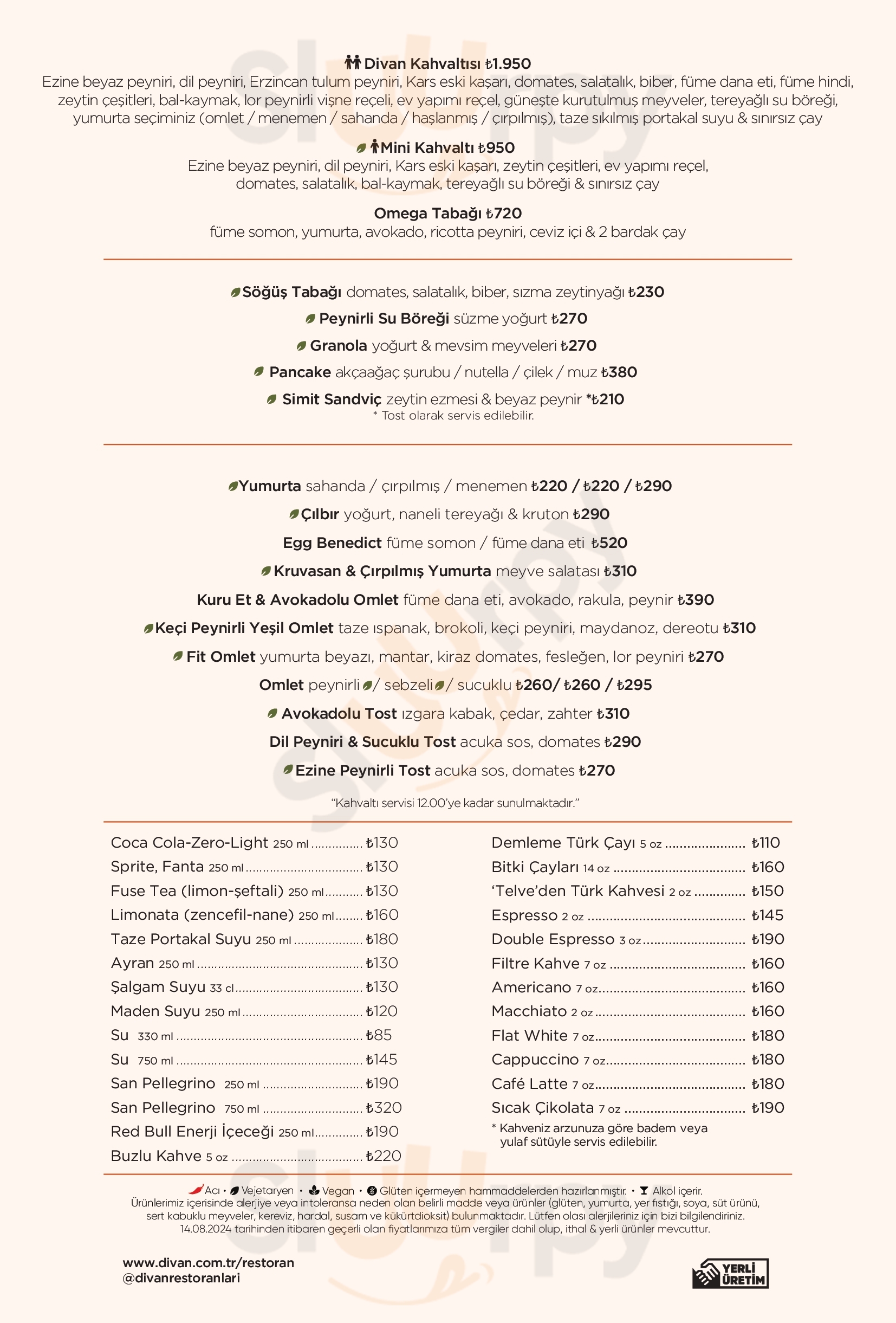 Main Menu - Divan Pub