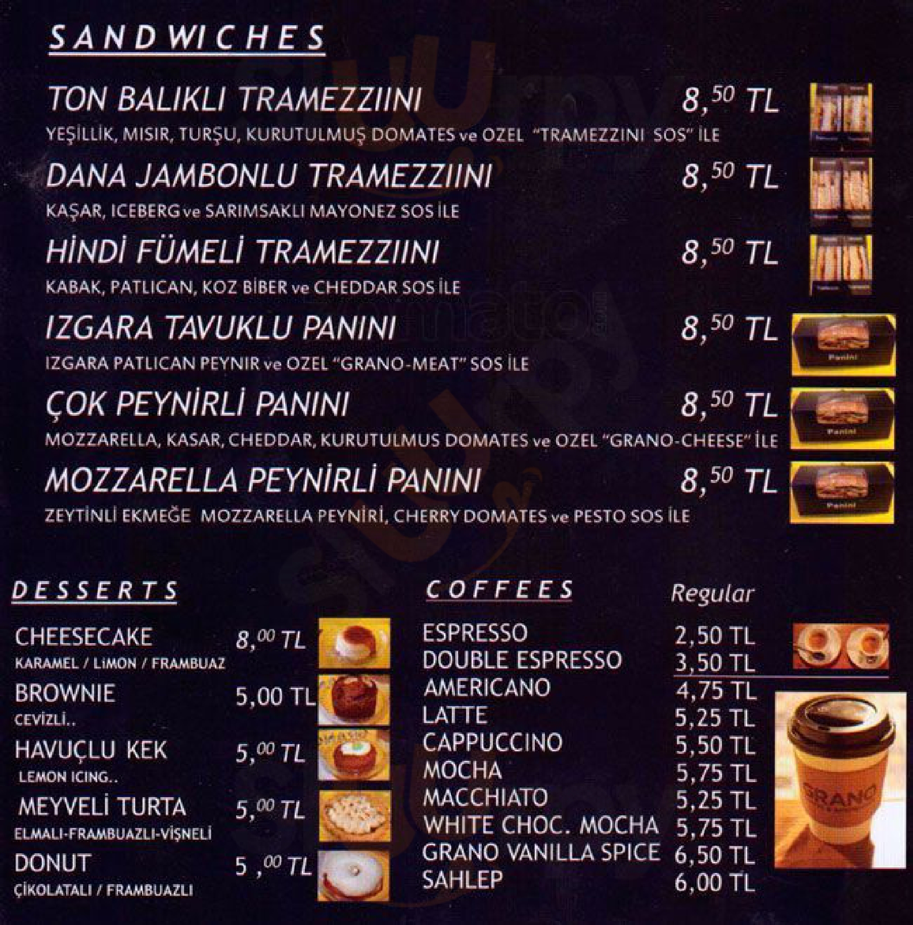 Grano Coffee & Sandwiches Ankara Menu - 1