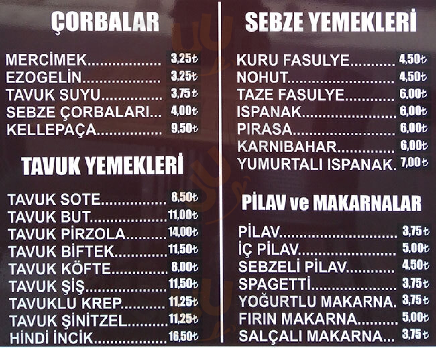Ehlitat Lokantasi İstanbul Menu - 1