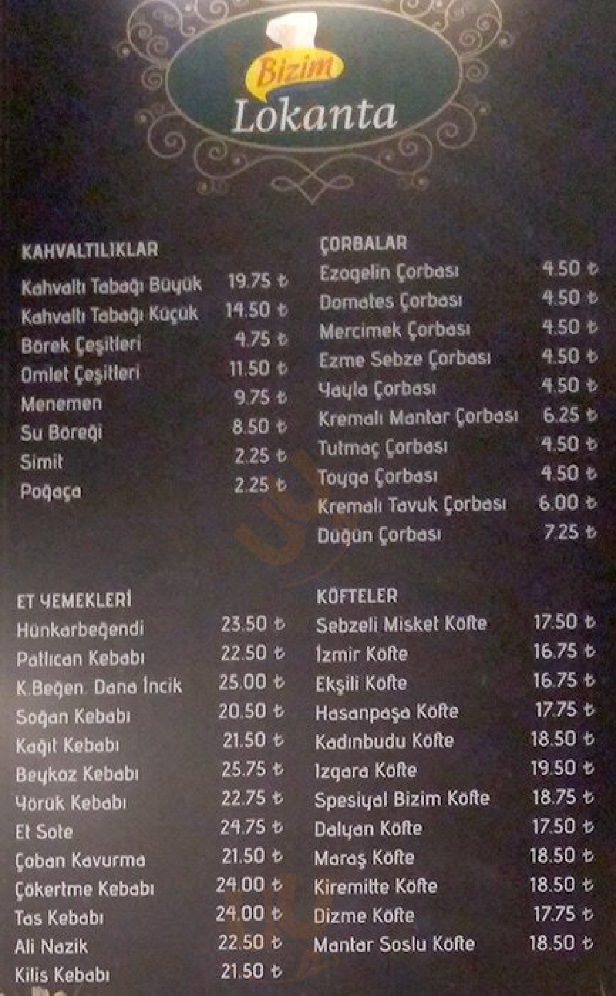 Bizim Mutfak Lokantasi İstanbul Menu - 1