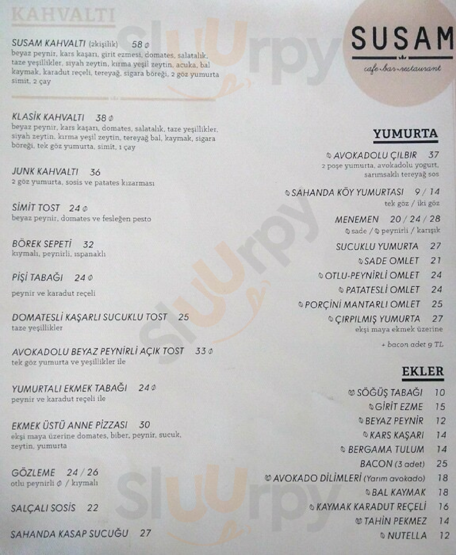 Susam Cafe İstanbul Menu - 1