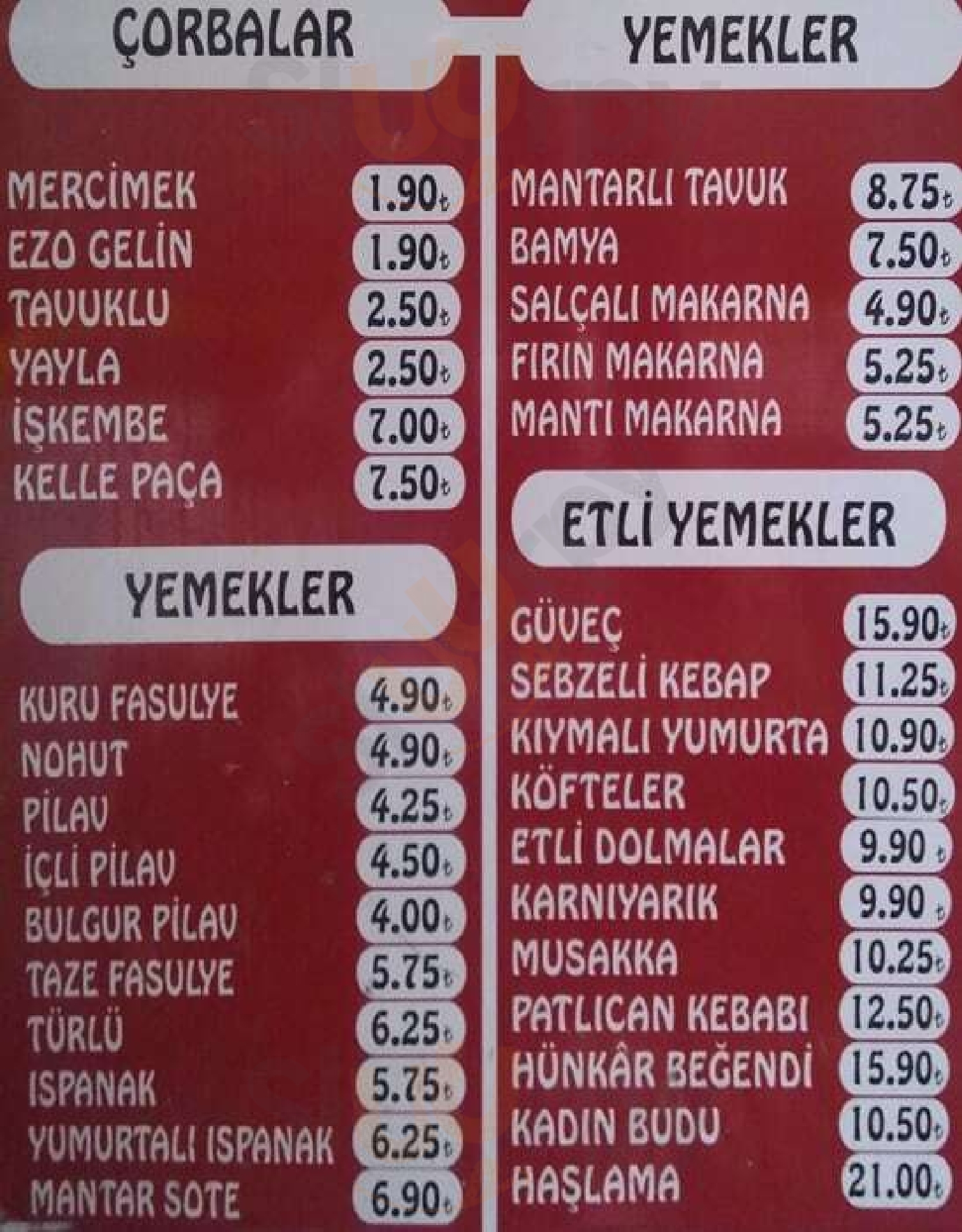 Kadi Lokantasi İstanbul Menu - 1