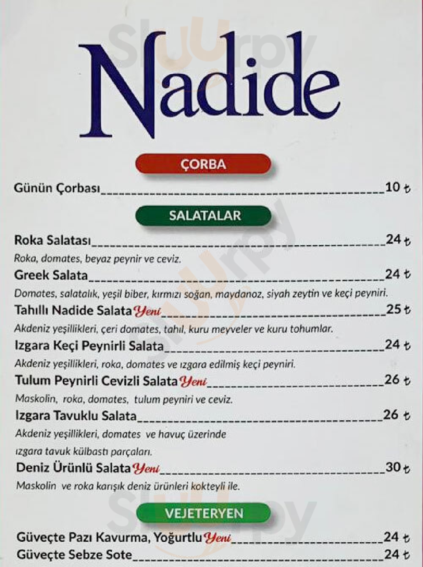 Nadide Meyhane İstanbul Menu - 1