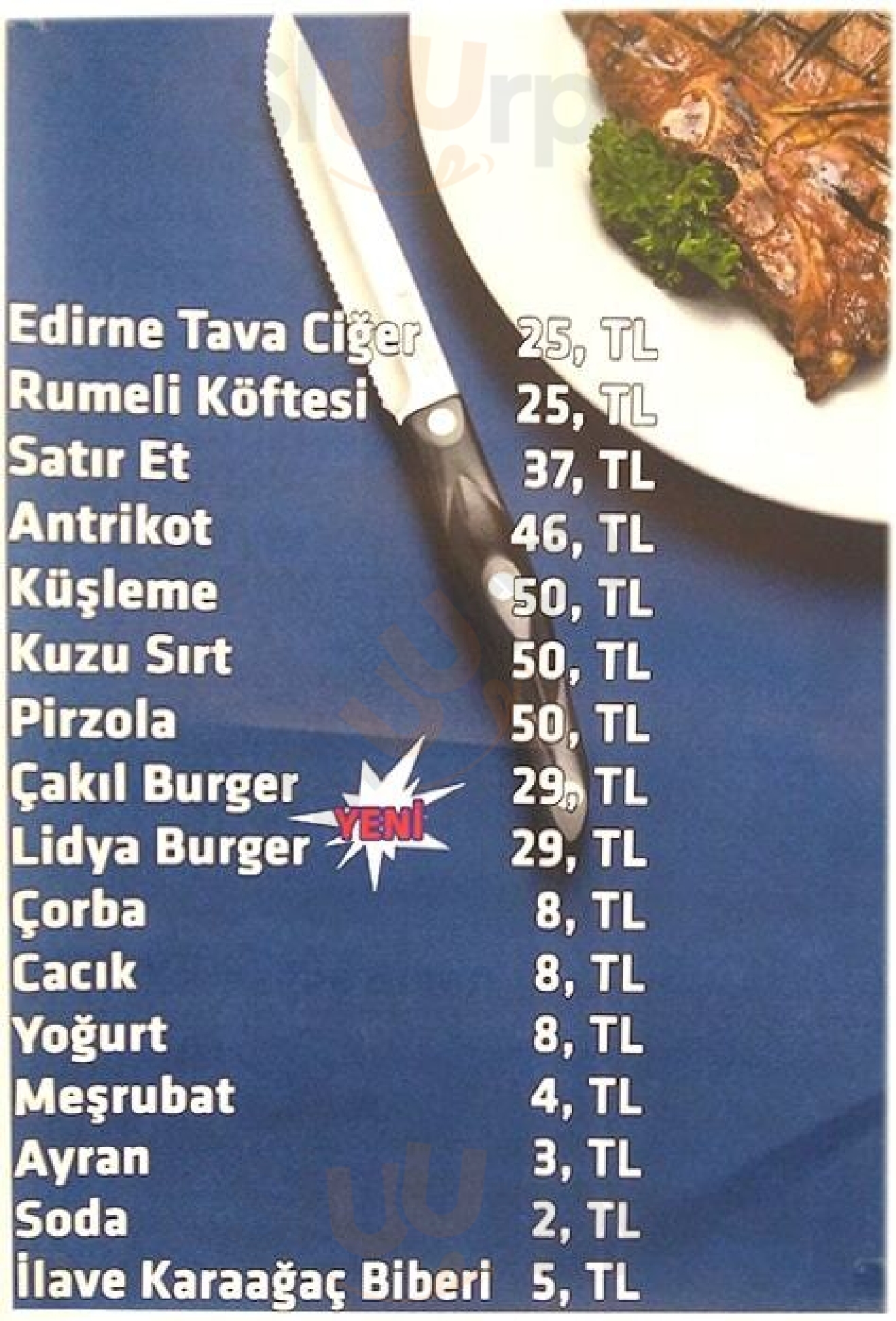 Edrune Edirne Tava Cigercisi İstanbul Menu - 1