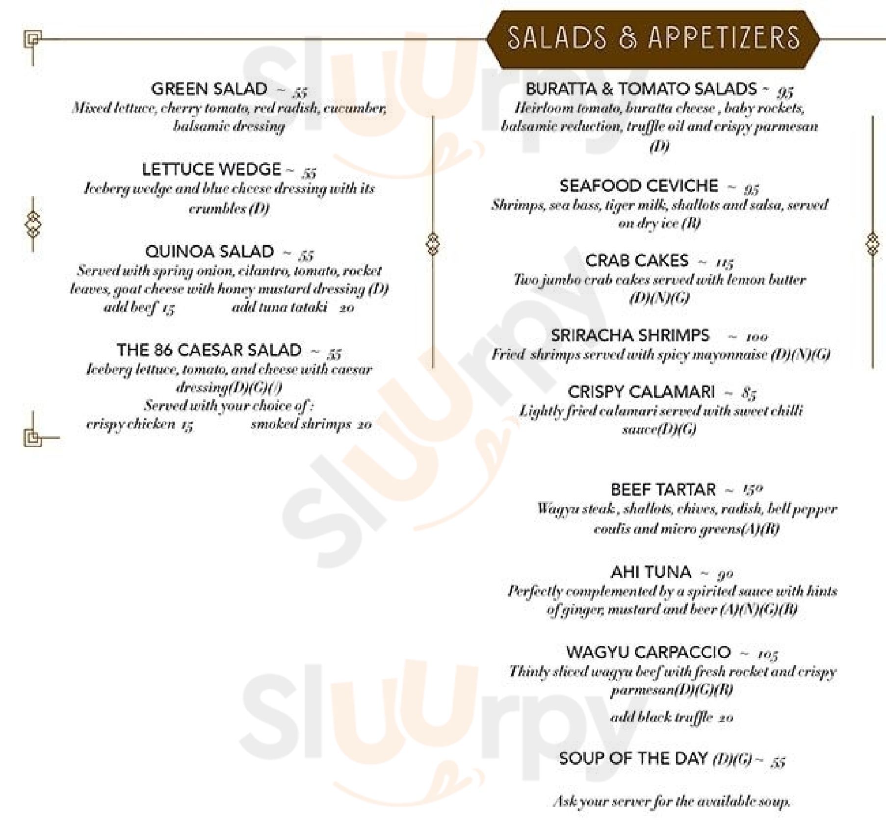 ‪the 86 Steakhouse‬ دُبي Menu - 1