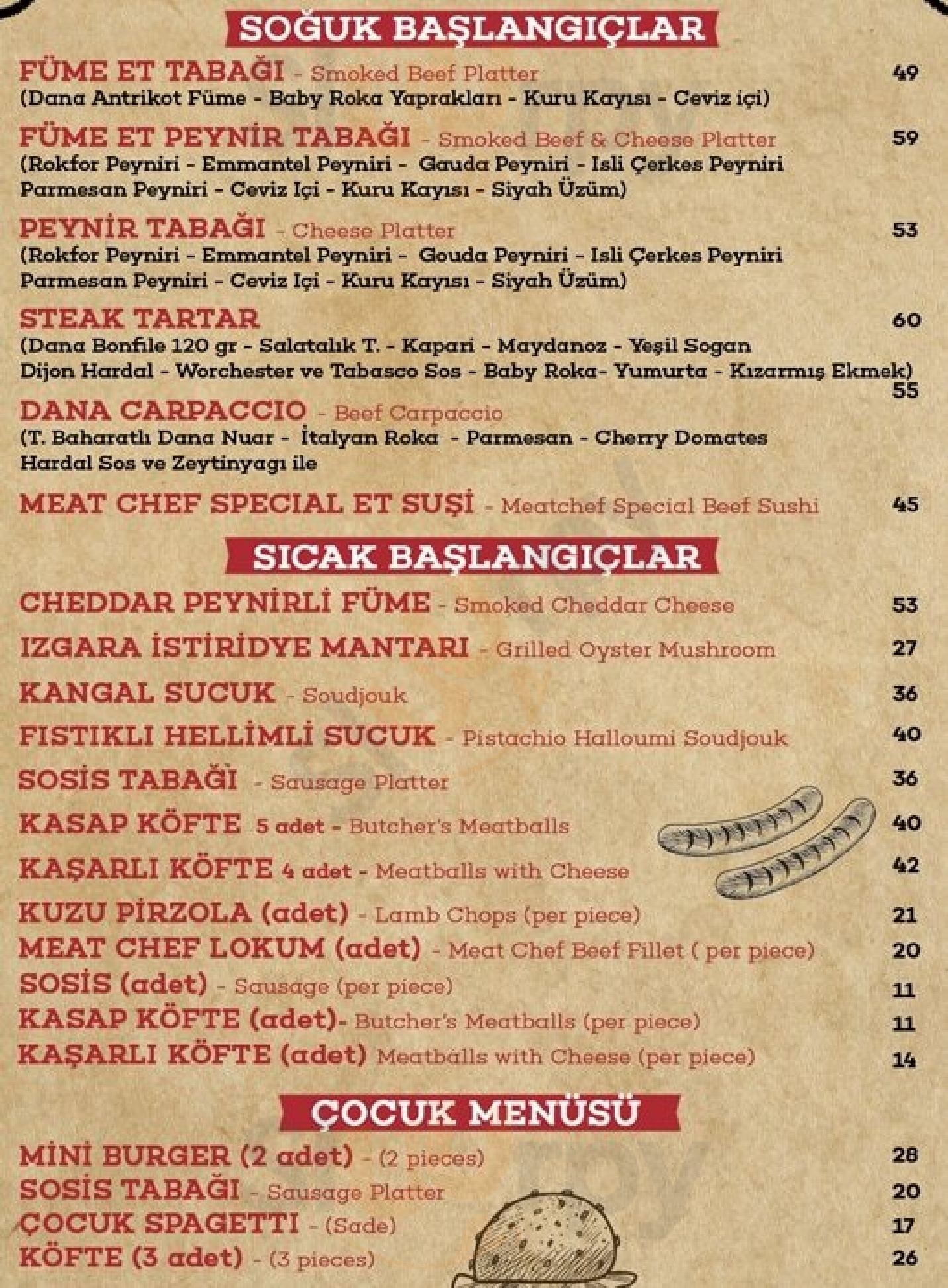 Meat Chef Steakhouse İstanbul Menu - 1