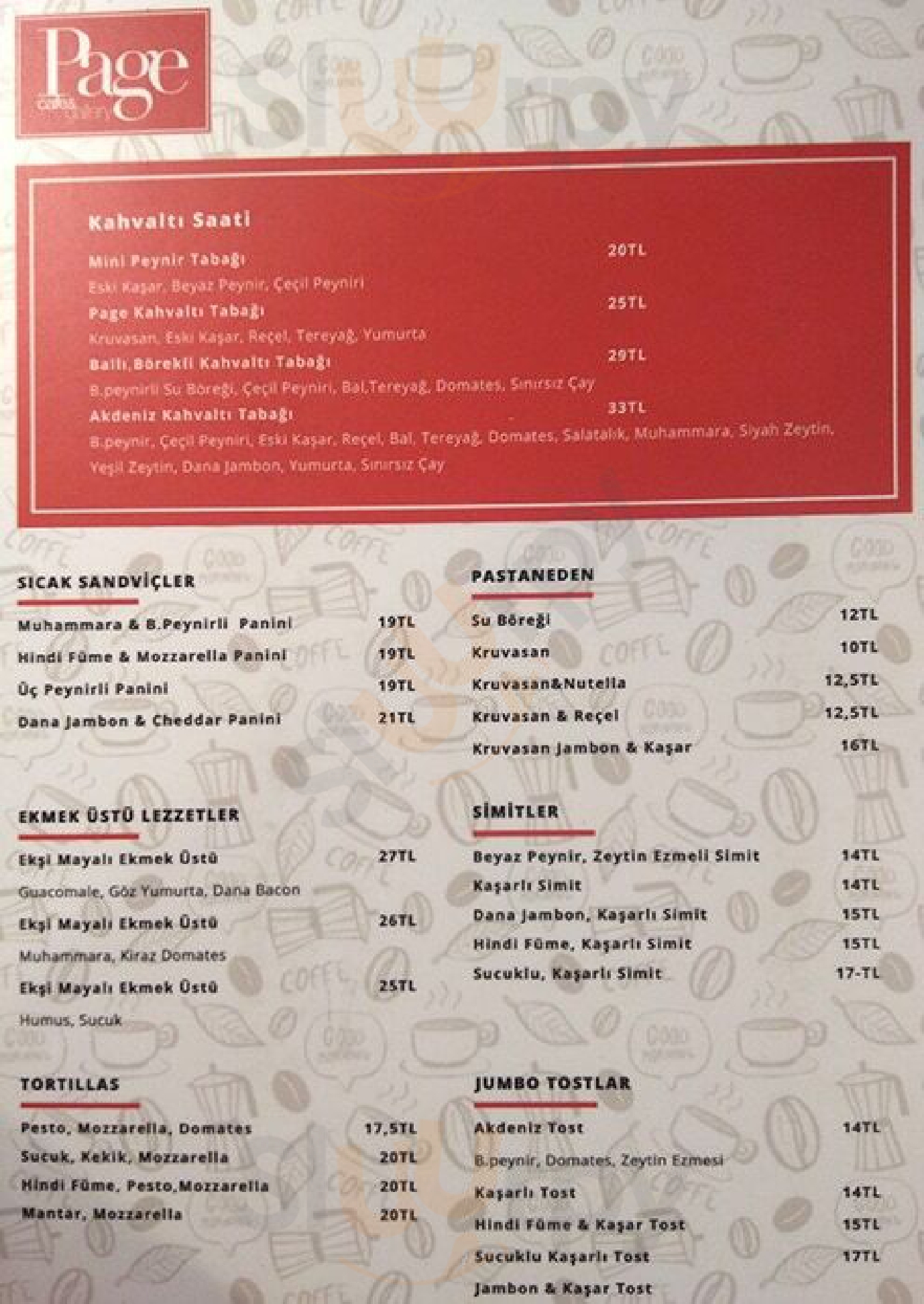 Page Cafe Gallery İstanbul Menu - 1