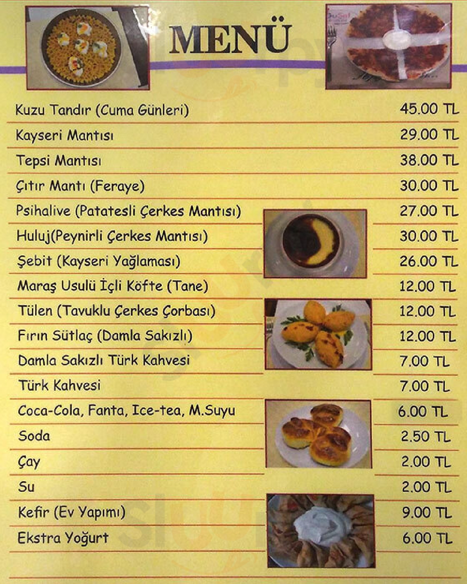 Guşef Mantı Evi İstanbul Menu - 1