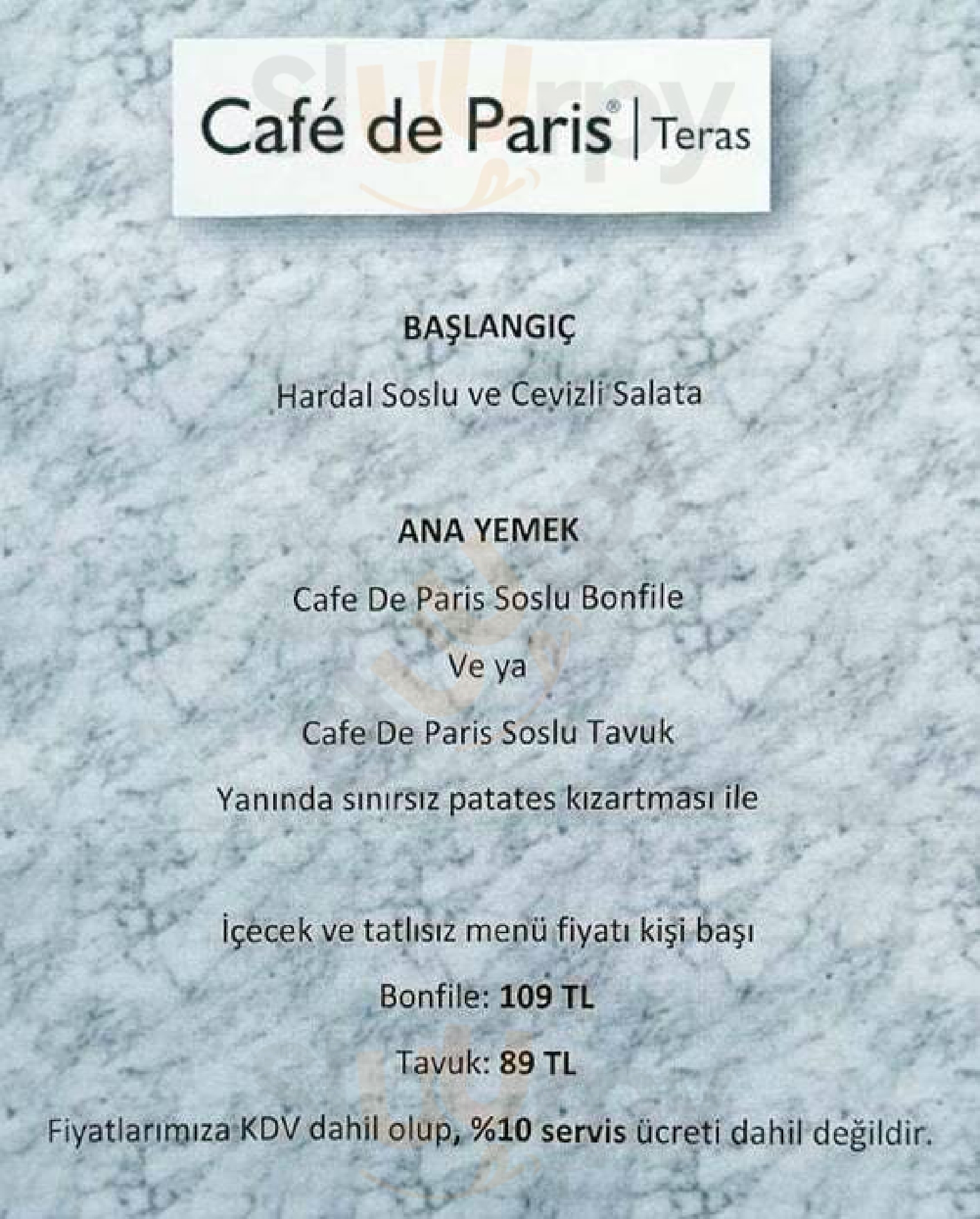 Cafe De Paris İstanbul Menu - 1