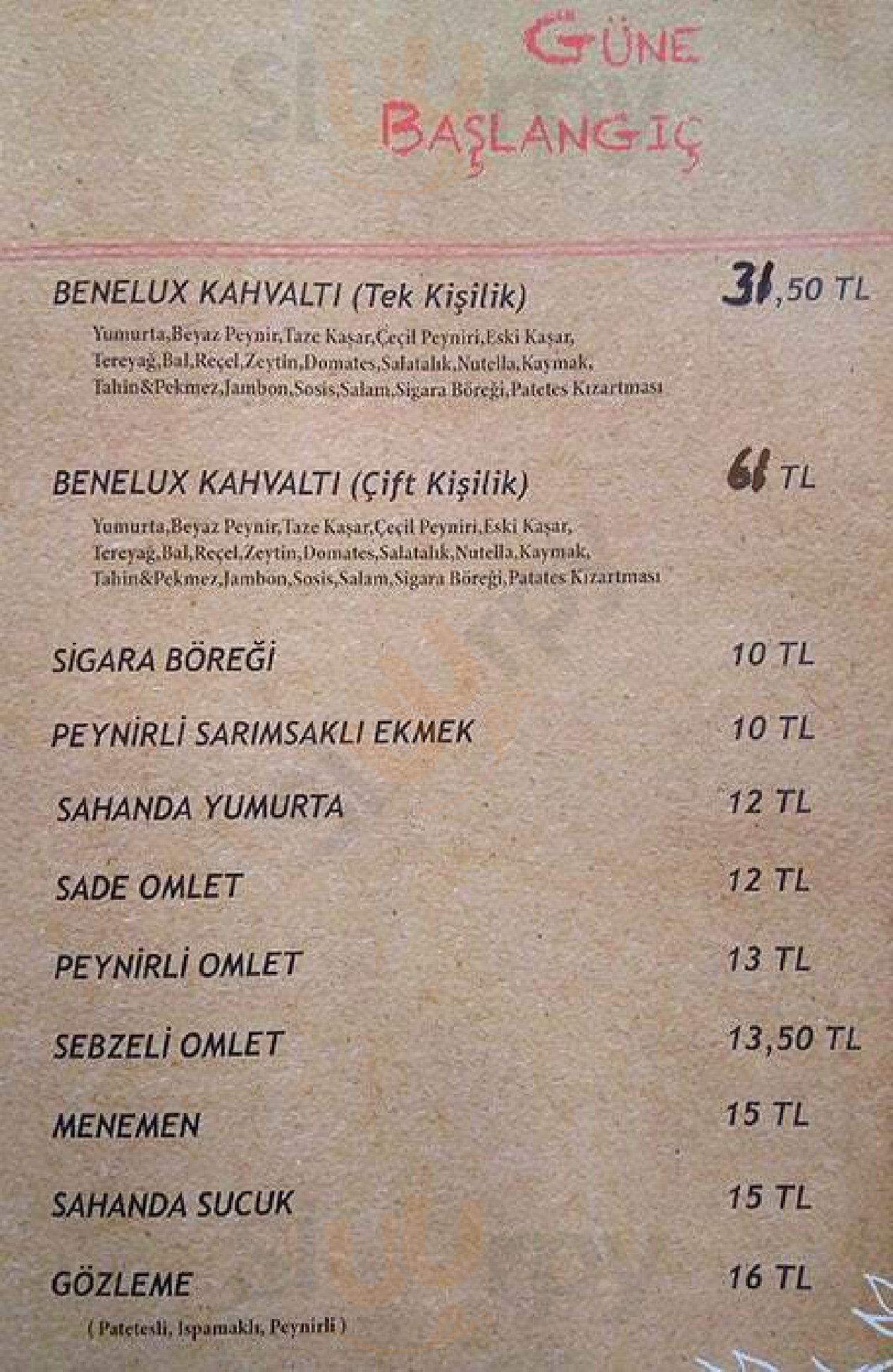 Benelux Restaurant & Nargile İstanbul Menu - 1
