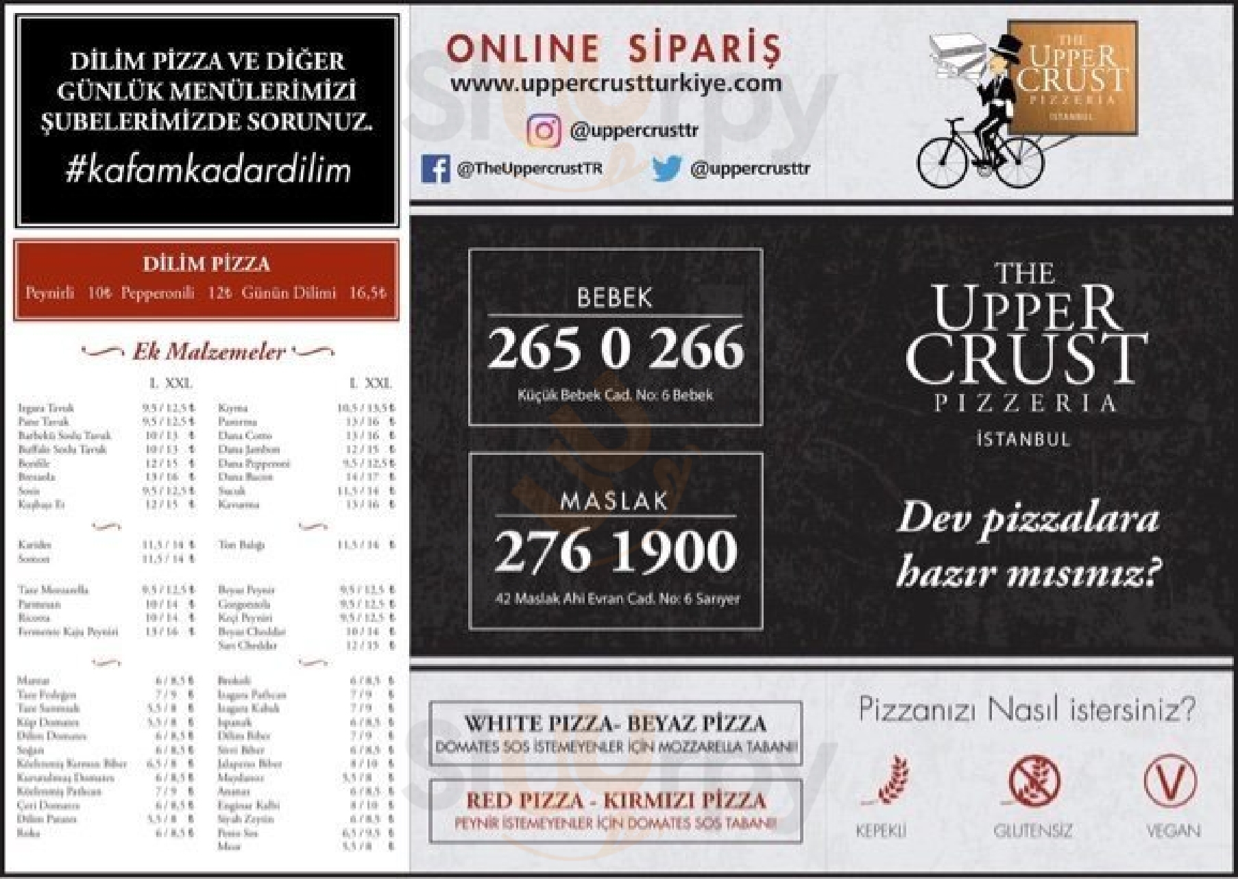 The Upper Crust Pizzeria Maslak İstanbul Menu - 1