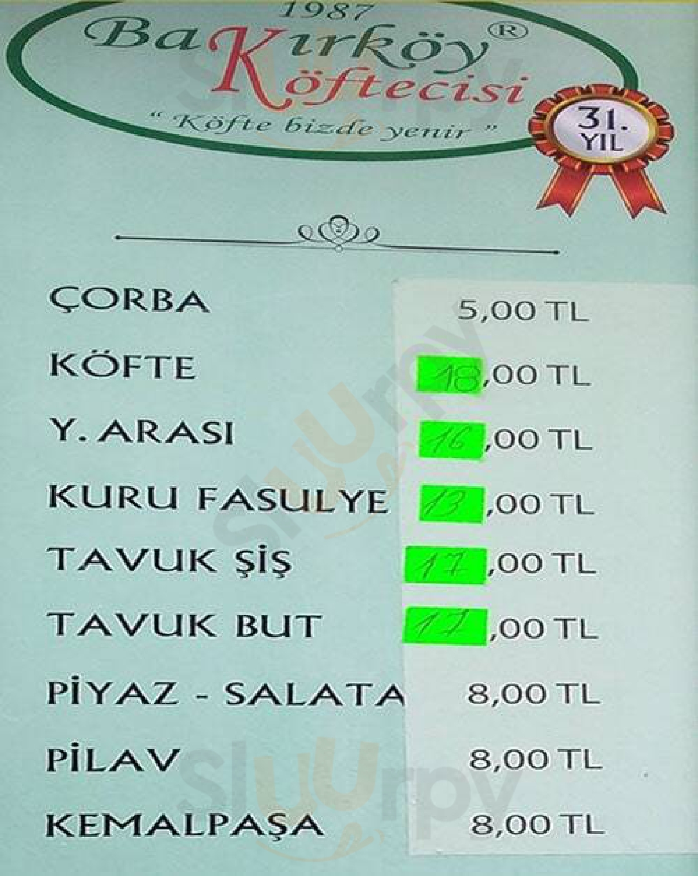 Bakırköy Köftecisi İstanbul Menu - 1