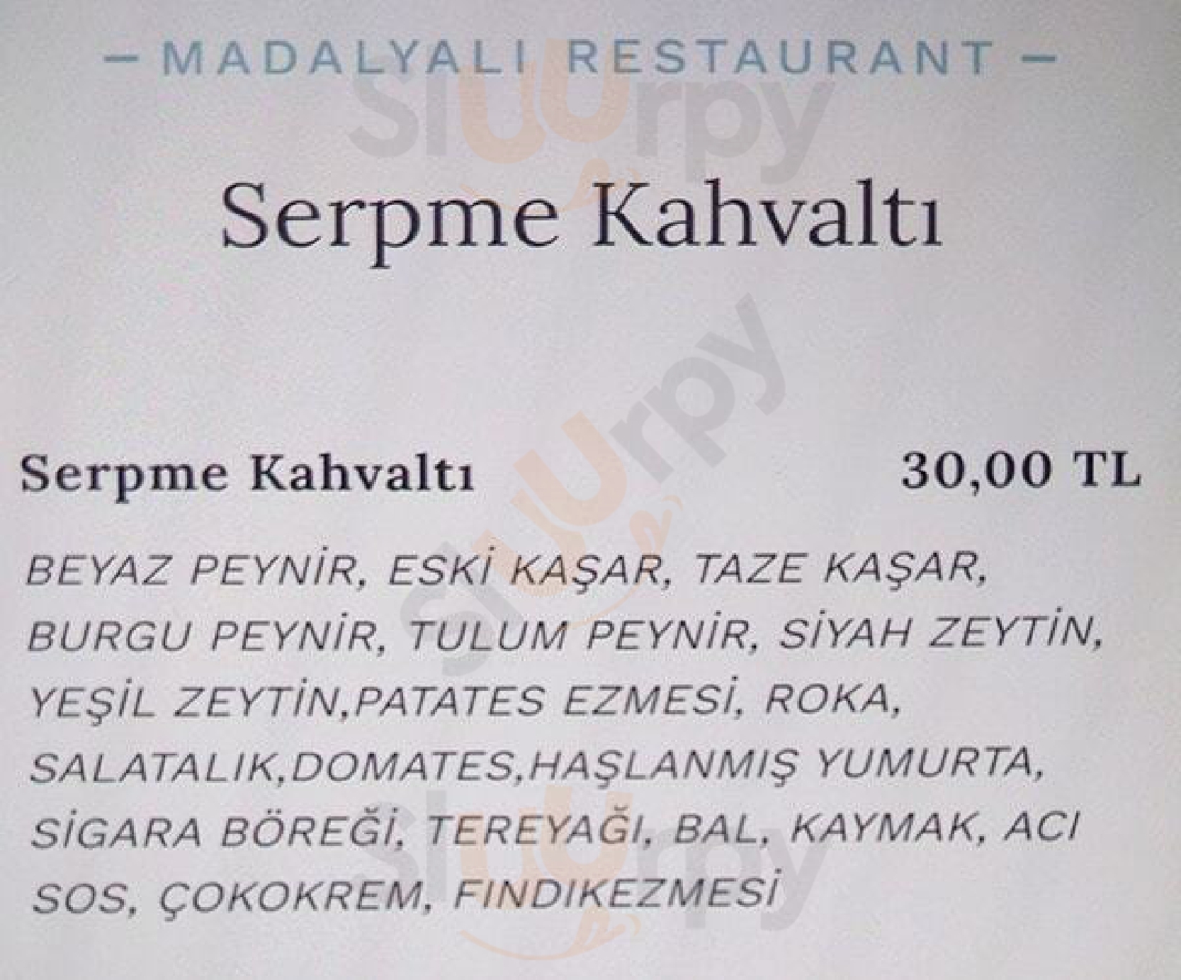 Madalyalı Restaurant İstanbul Menu - 1