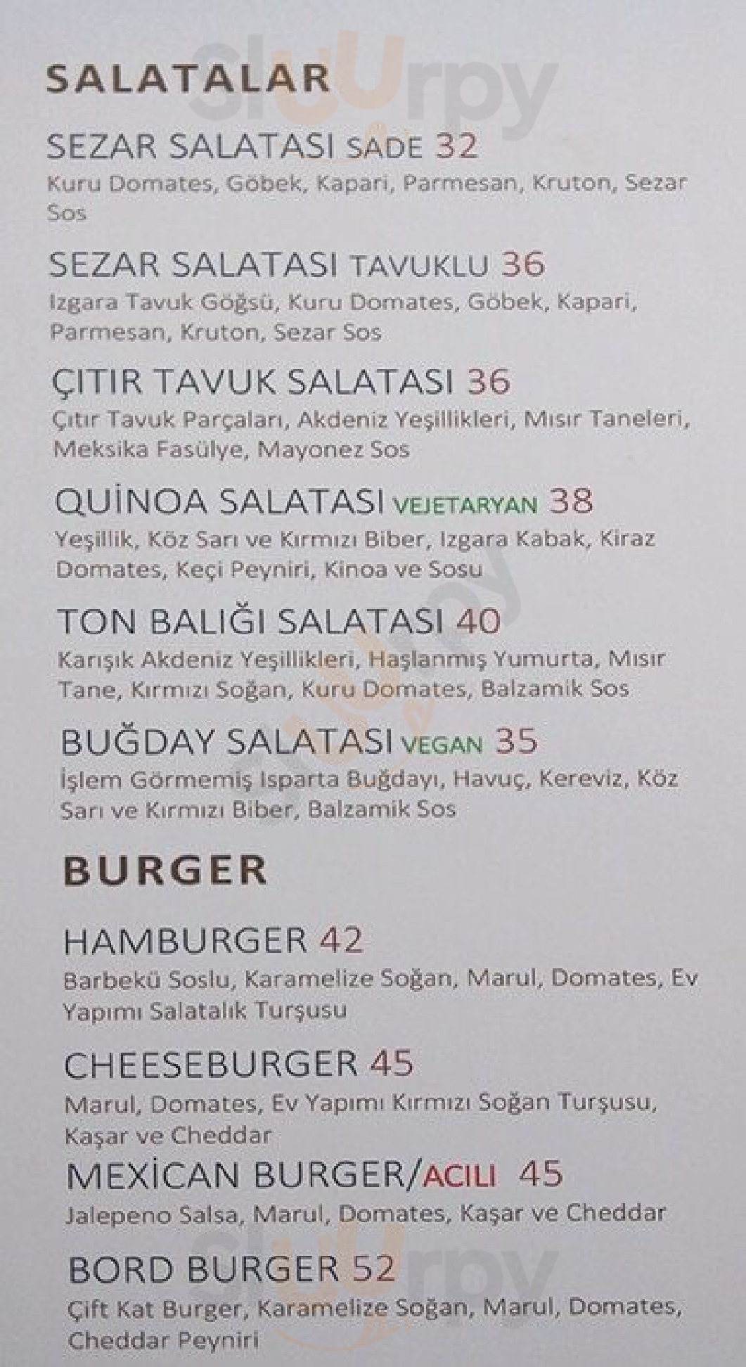 Bord Food & Drinks İstanbul Menu - 1