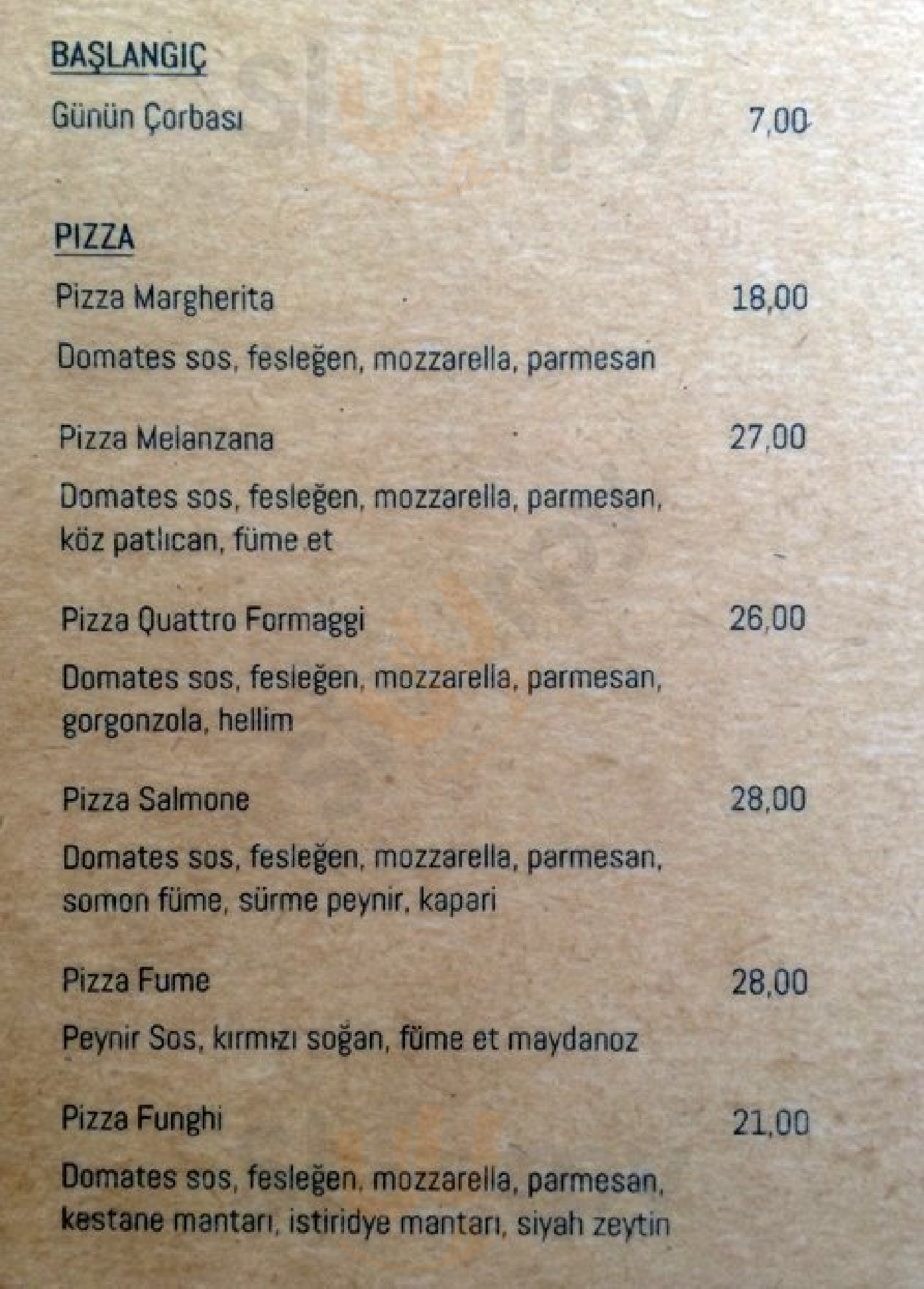 Mulinello Caffe & Pizzeria İstanbul Menu - 1