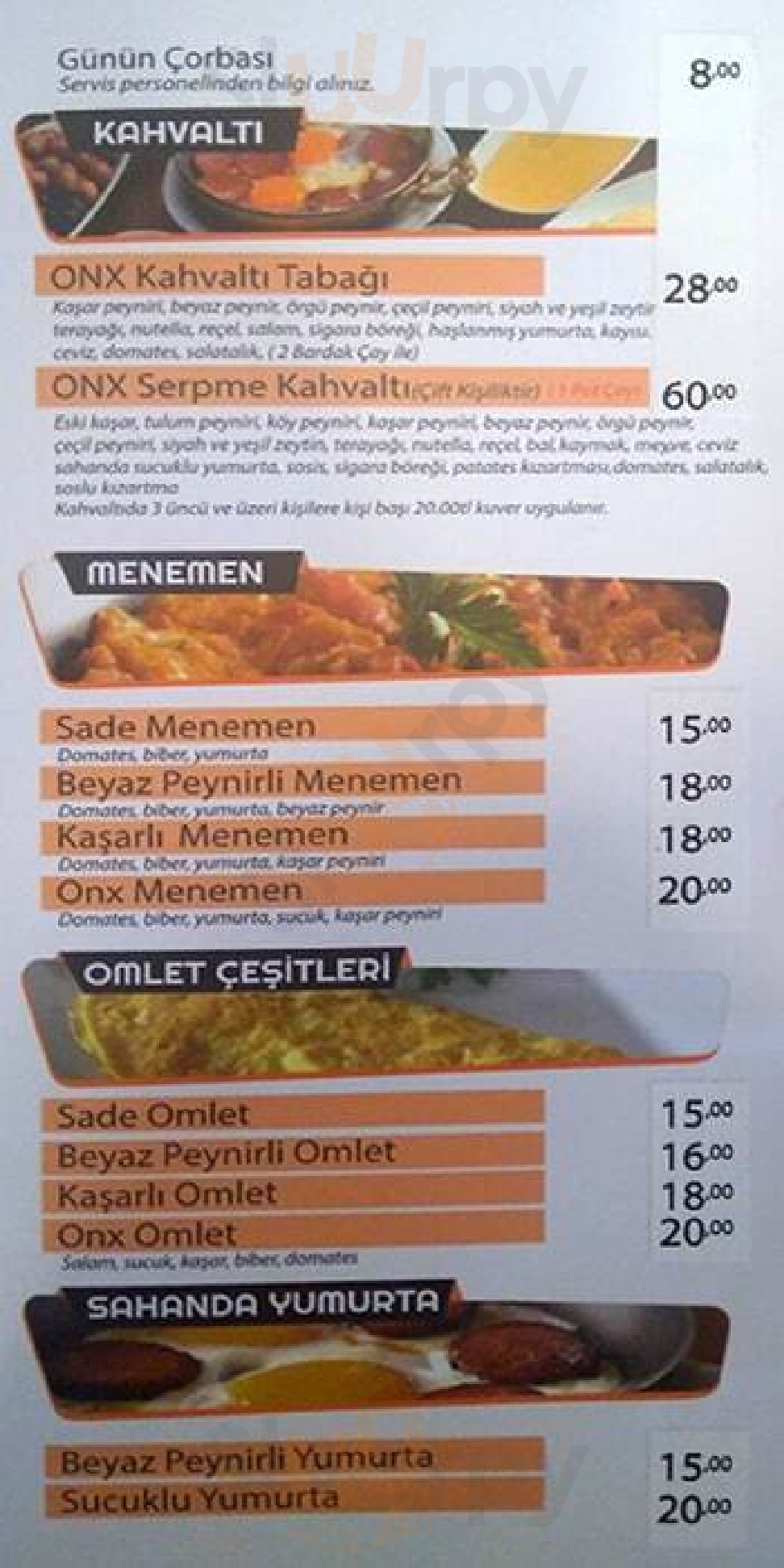 Onx Cafe Restoran İstanbul Menu - 1
