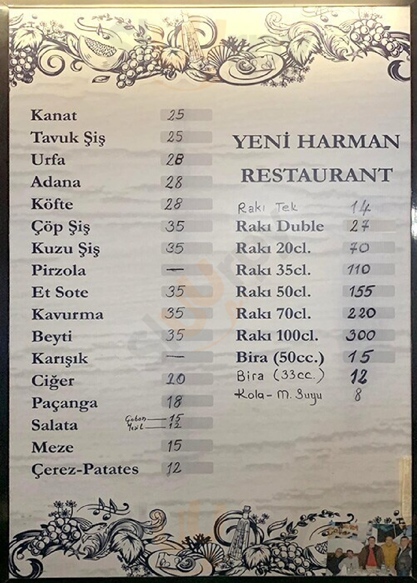 Yeni Harman Ocakbaşı Restaurant & Bar İstanbul Menu - 1