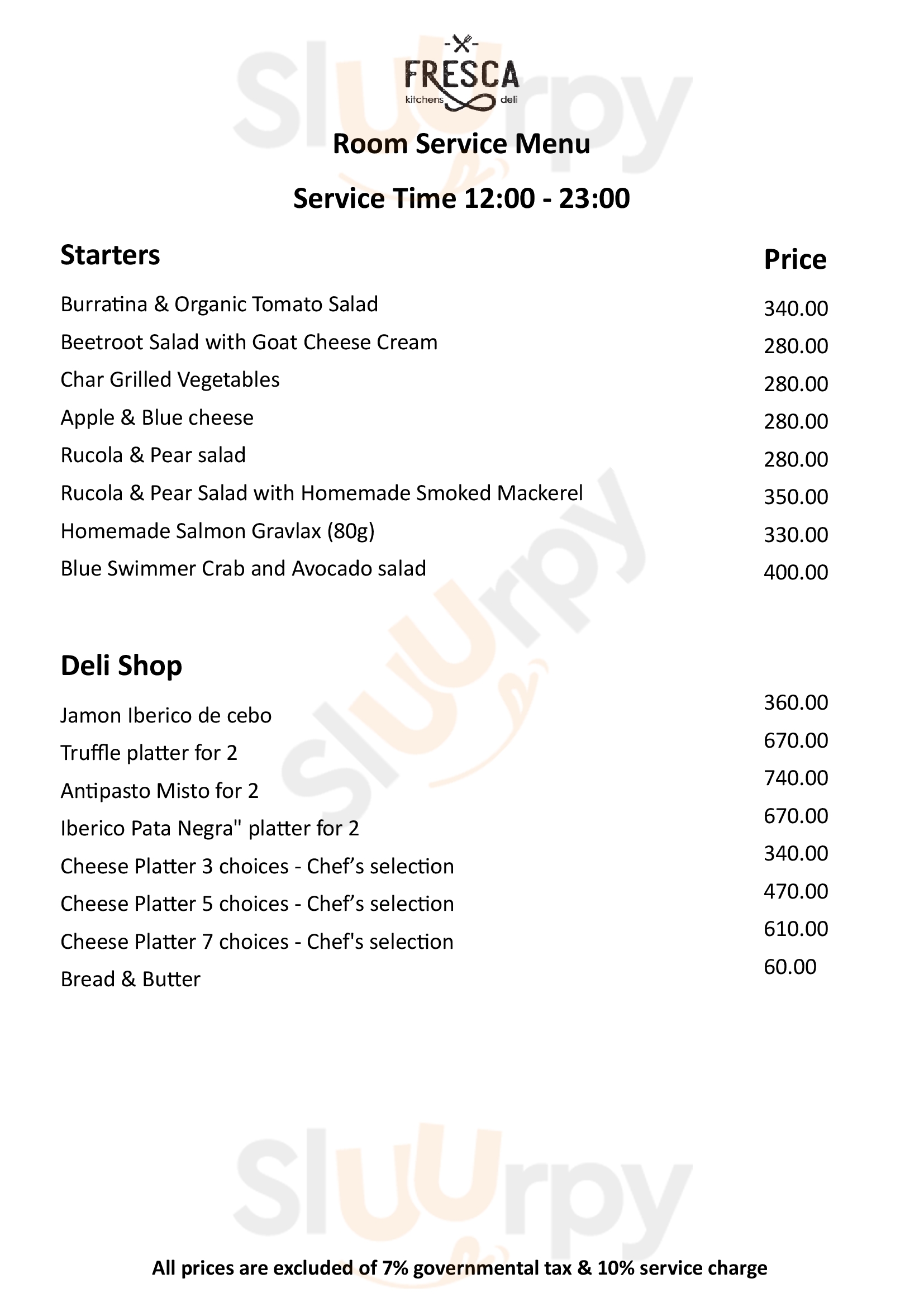 Main Menu - Fresca Kitchen's & Deli