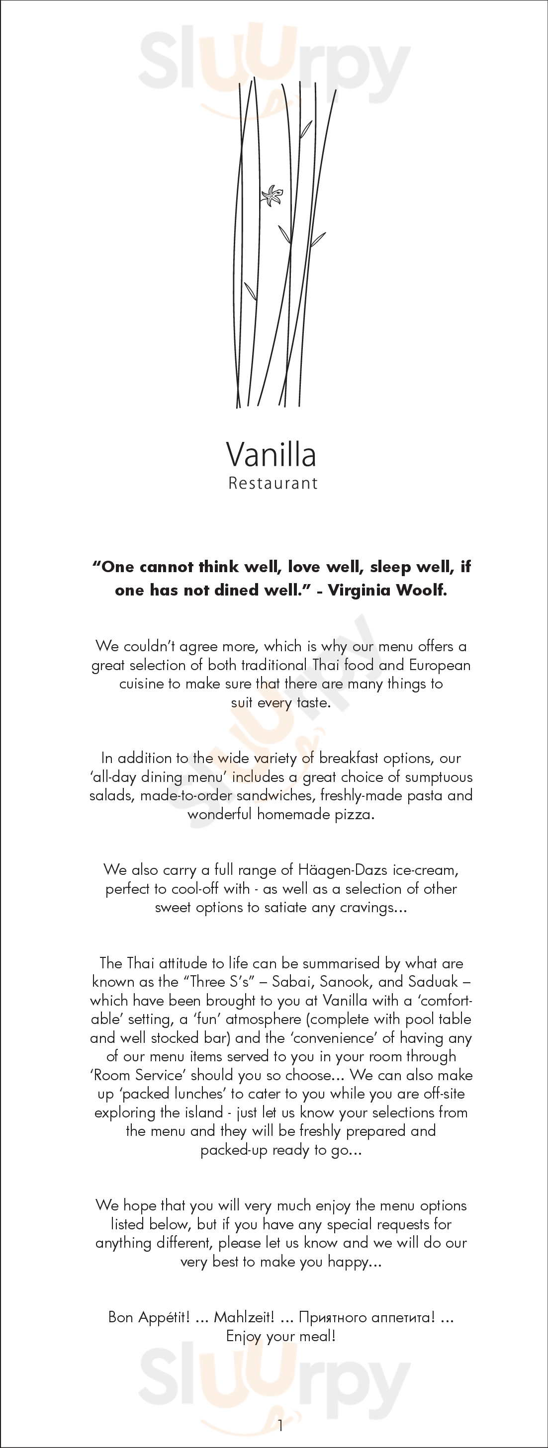 Vanilla Restaurant แม่น้ำ Menu - 1