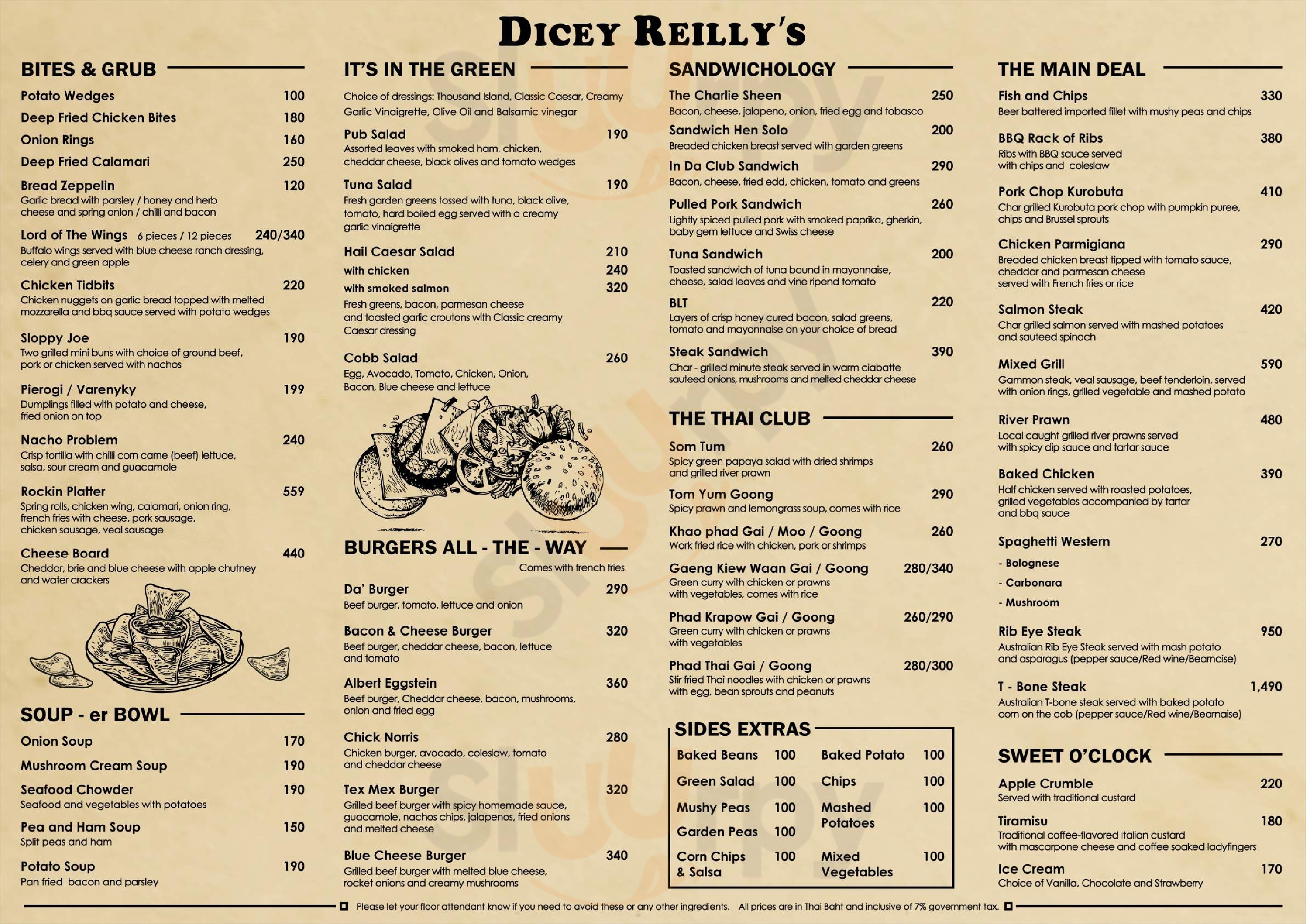 Dicey Reilly's Bar & Restaurant พัทยา Menu - 1