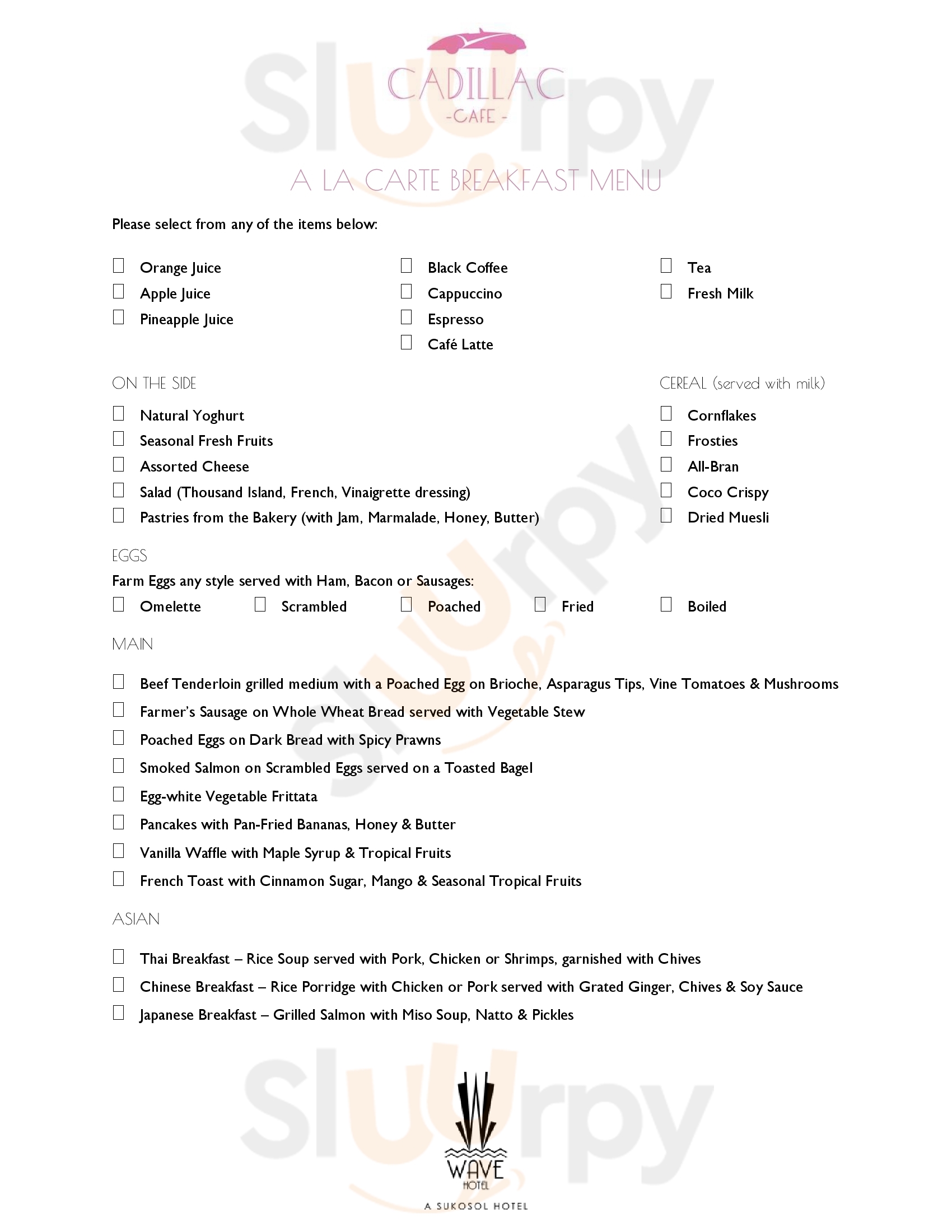 Cadillac Café พัทยา Menu - 1