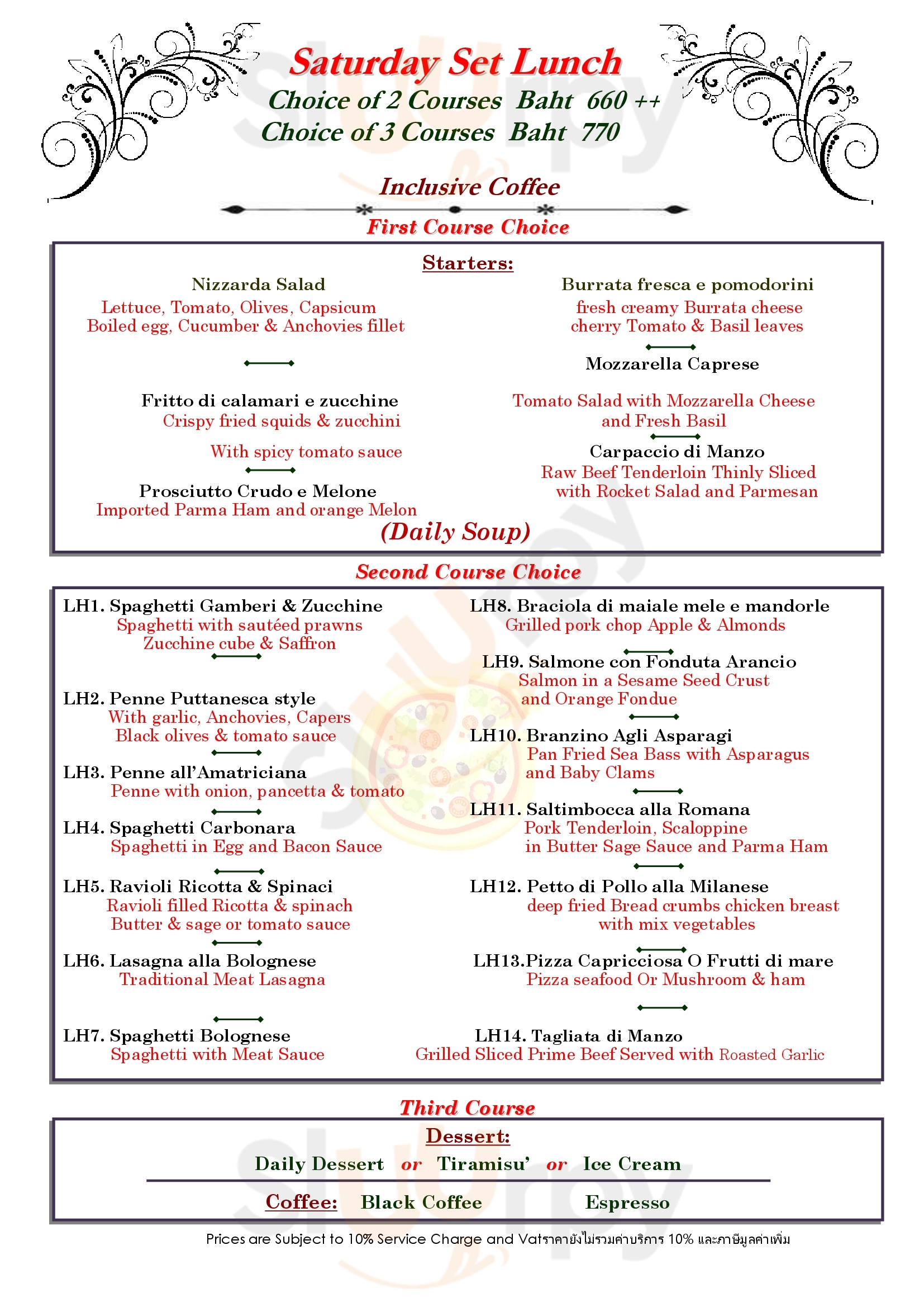 Main Menu - Rossano's Italian Cuisine