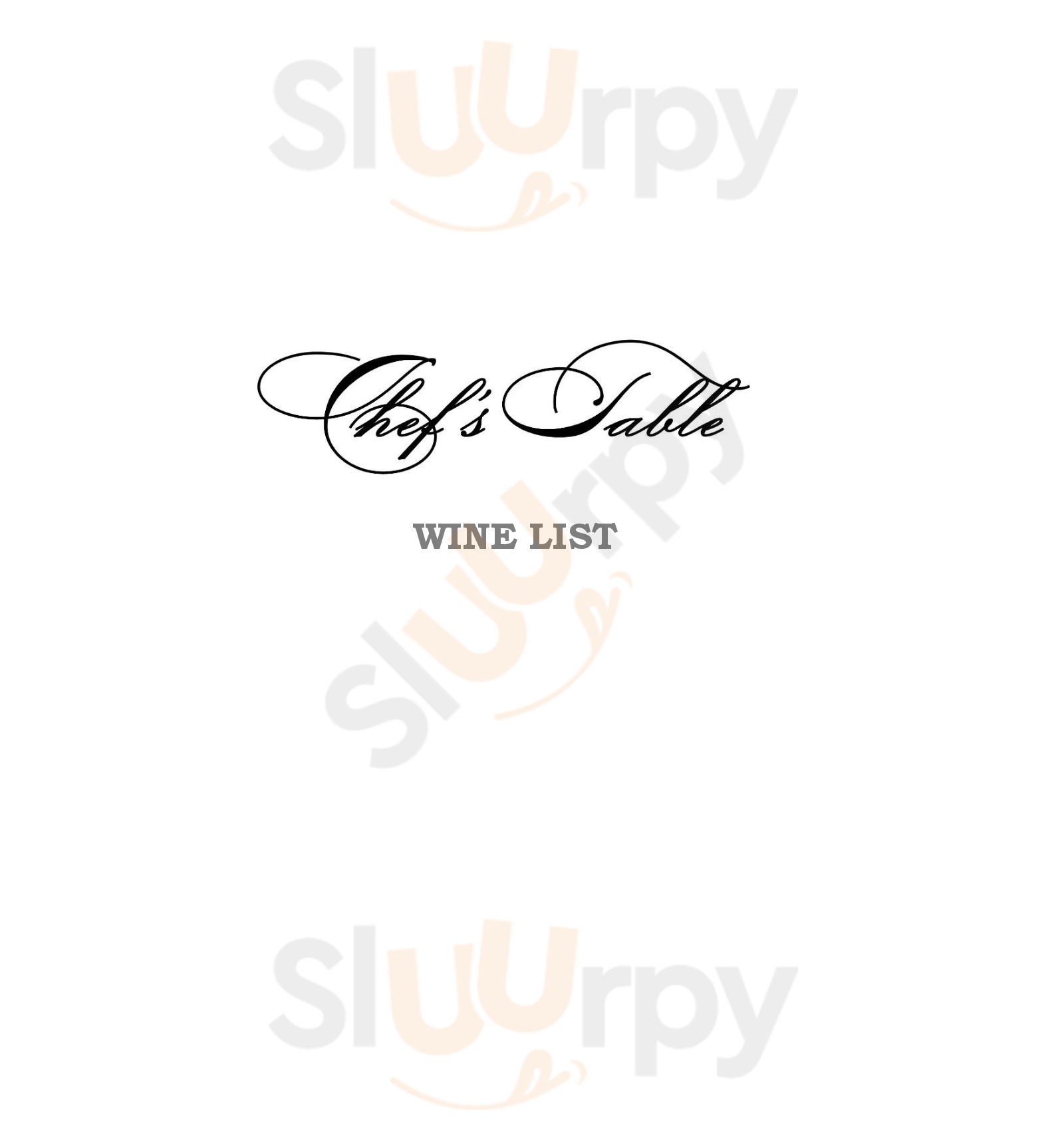 Main Menu - Chef's Table