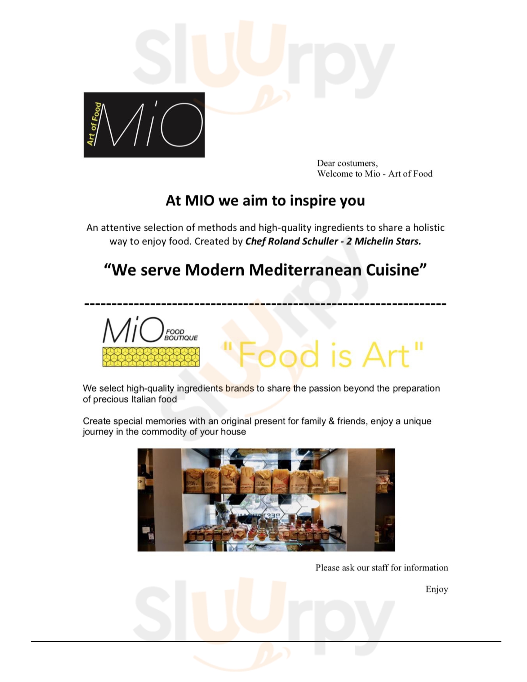 Main Menu - Mio Food&art