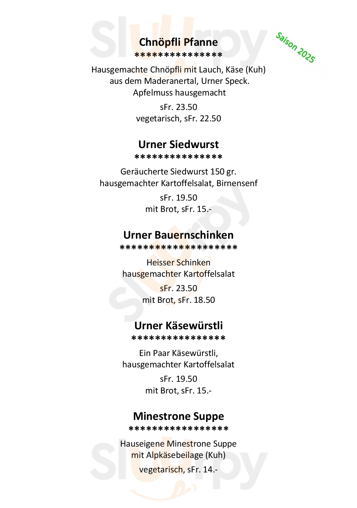 Restaurant Legni Bristen Menu - 1