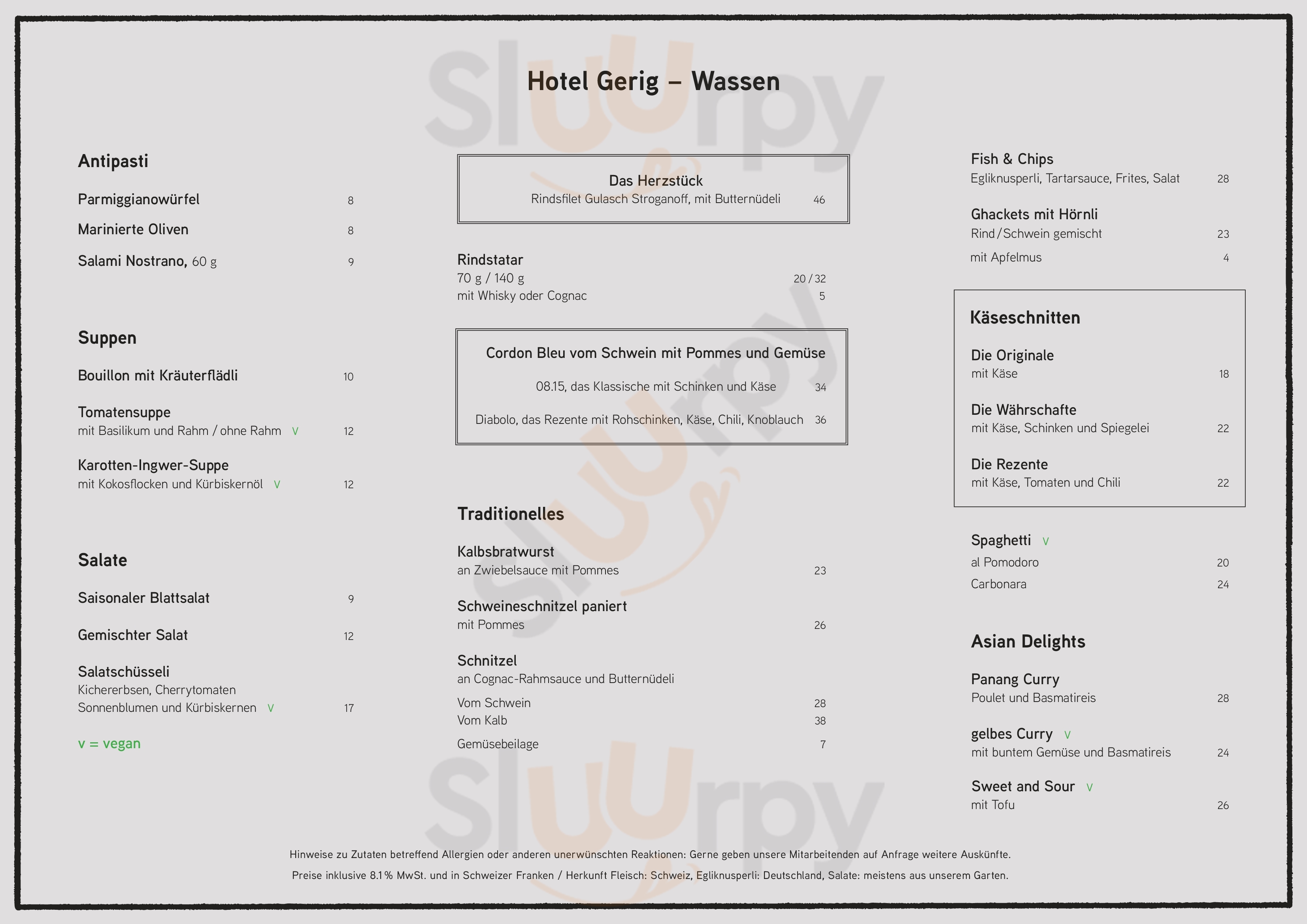 Hotel Gerig Wassen Menu - 1