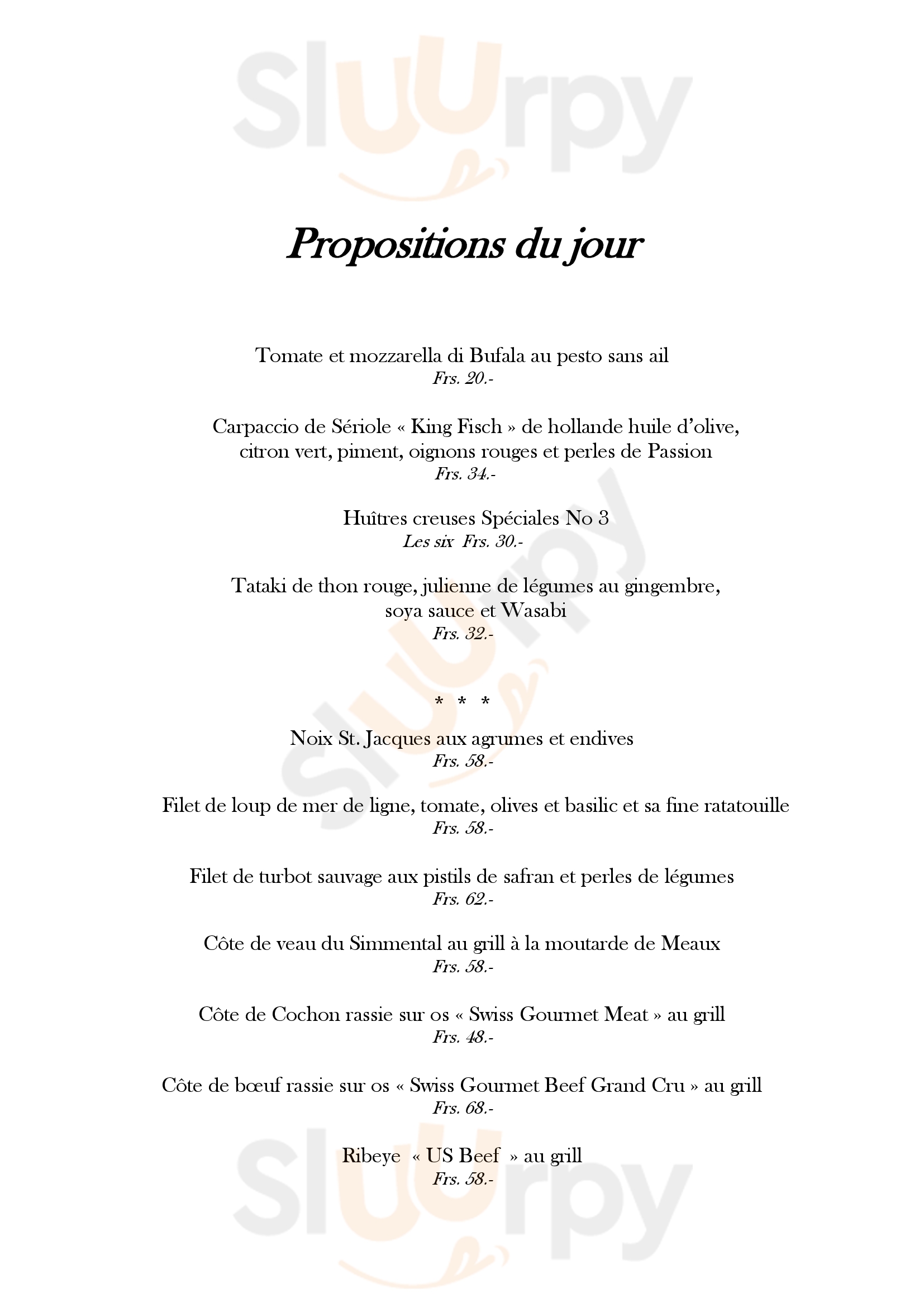 Restaurant La Grange Verbier Menu - 1