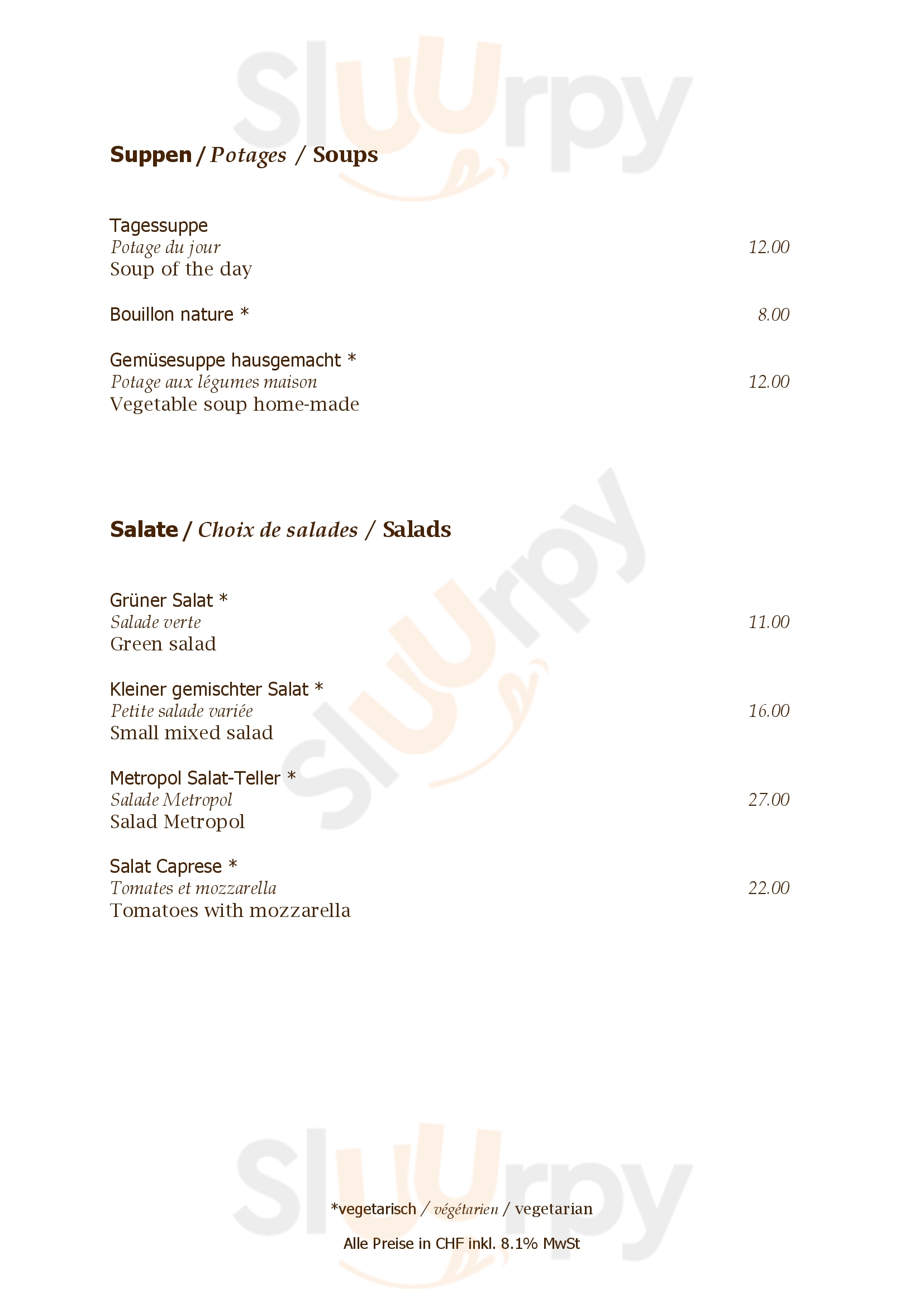 Restaurant Hotel Metropol  & Spa Zermatt Menu - 1