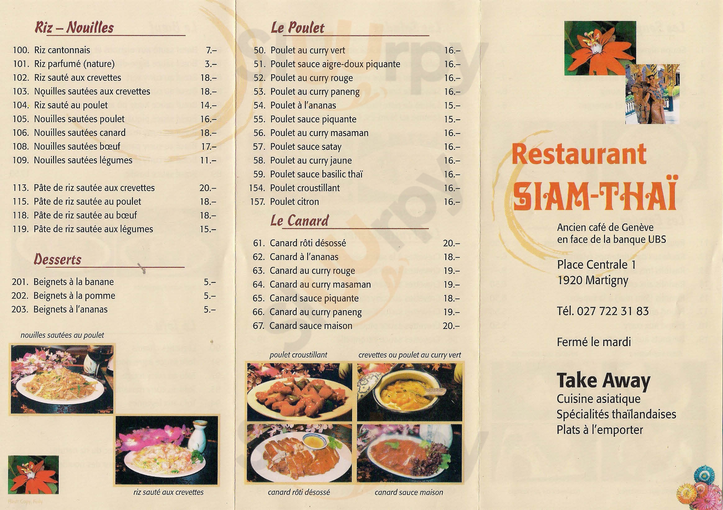 Siam Thai Restaurant Martigny Menu - 1