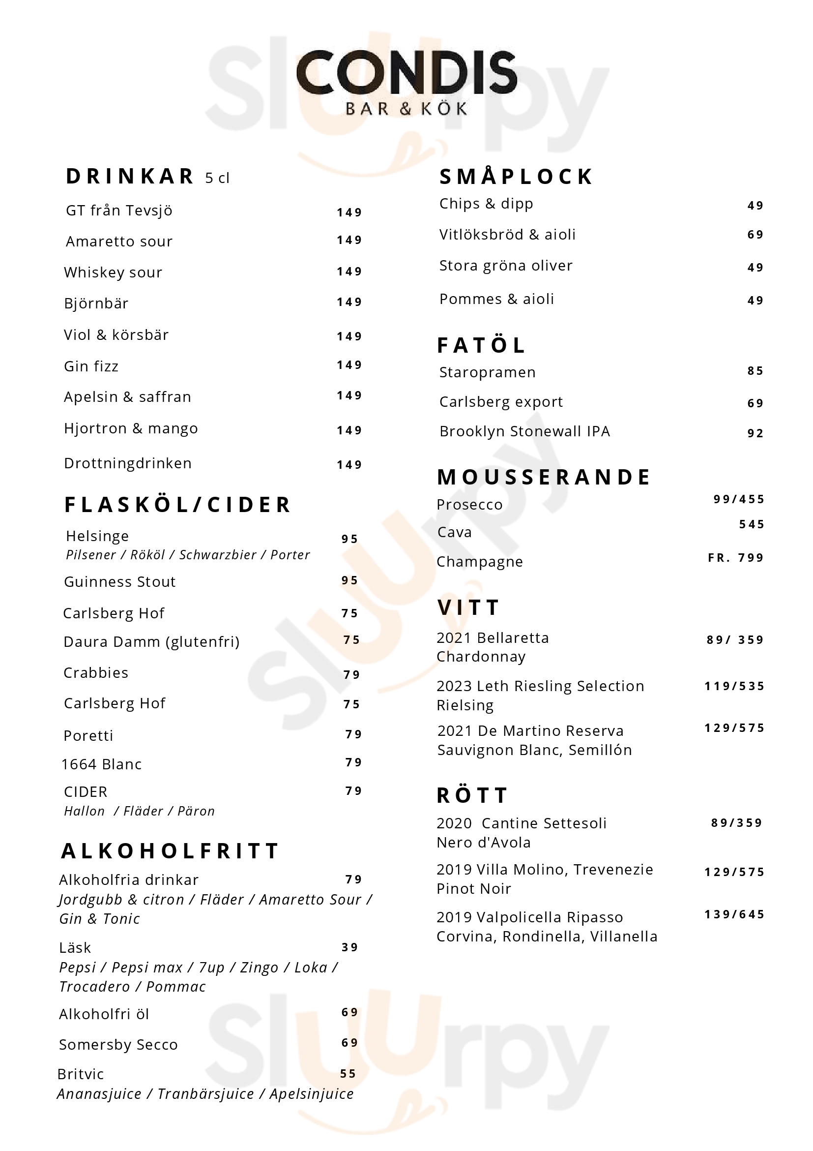 Condis Bar Och Kok Järvsö Menu - 1