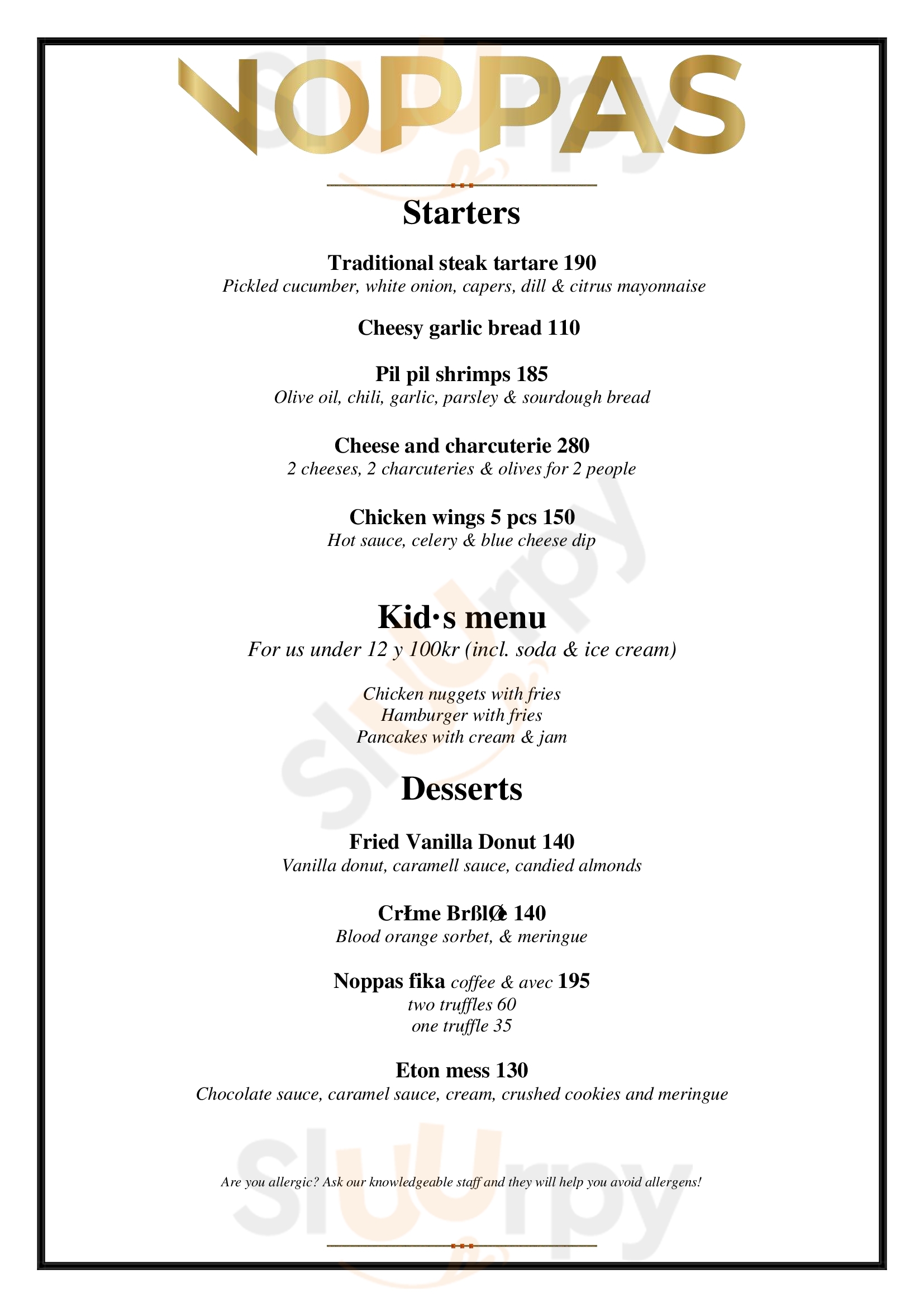 Erlandssons Restaurang & Bar Gävle Menu - 1