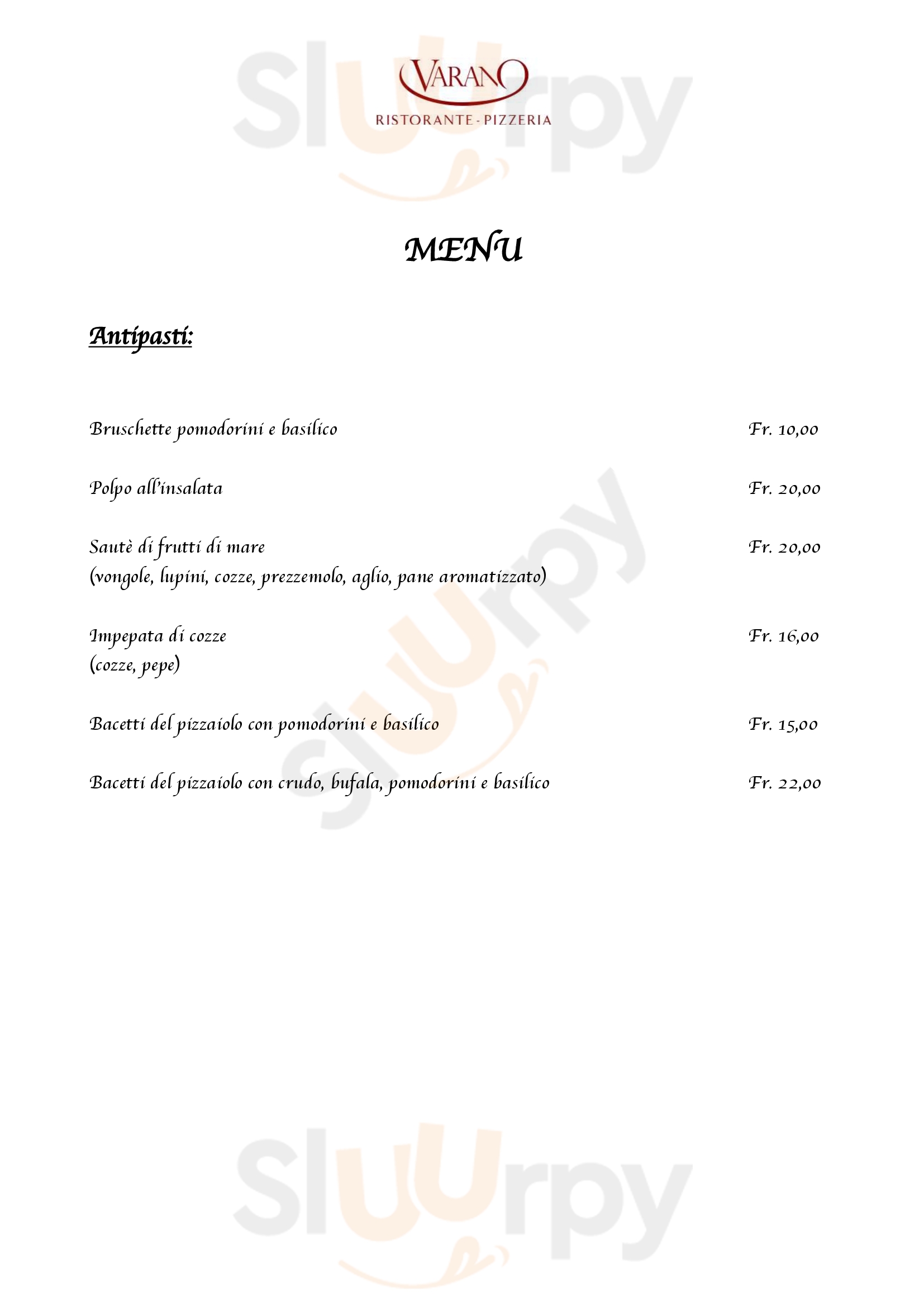 Snack Bar L'incontro Bellinzona Menu - 1