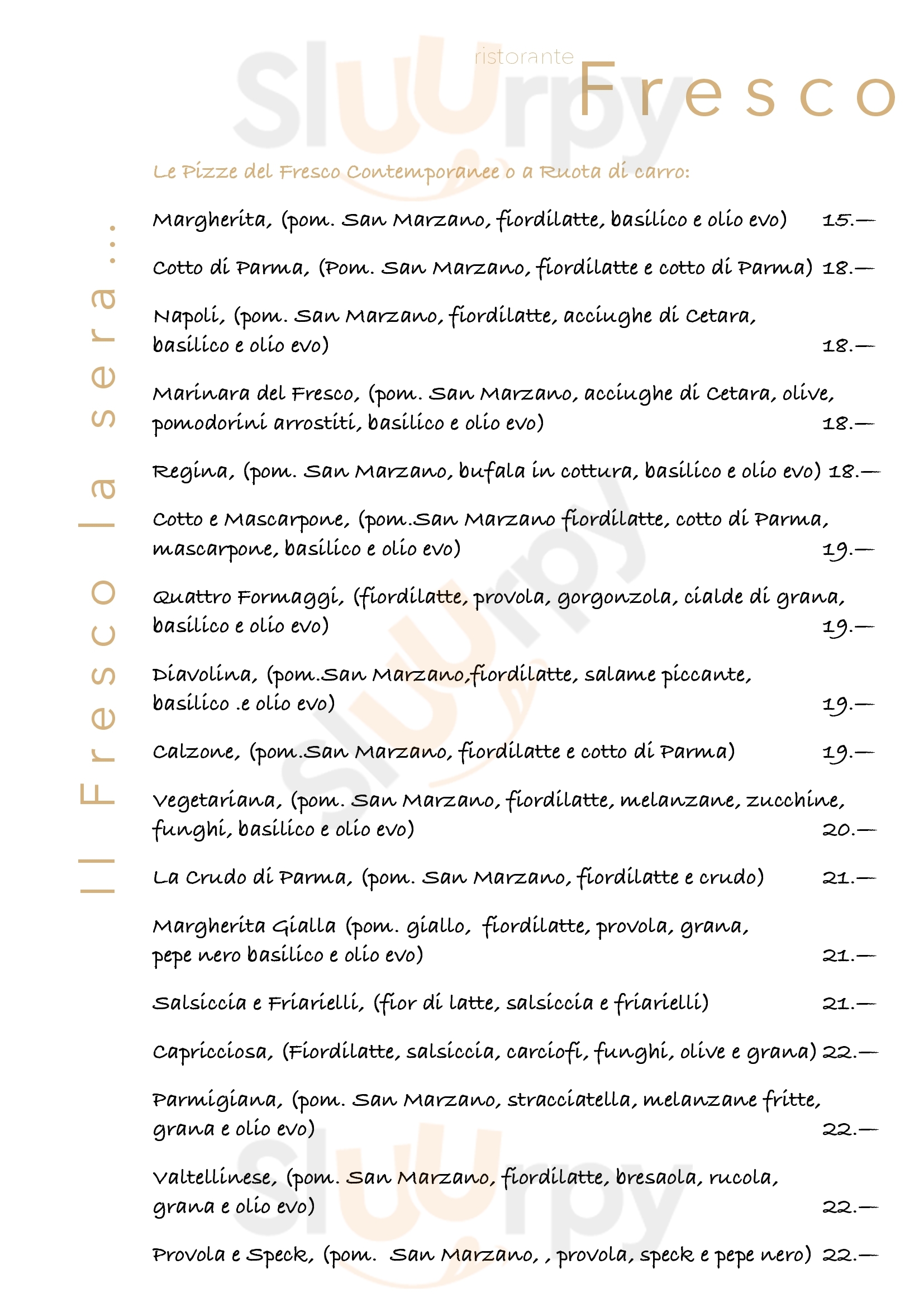 Main Menu - Ristorante Fresco