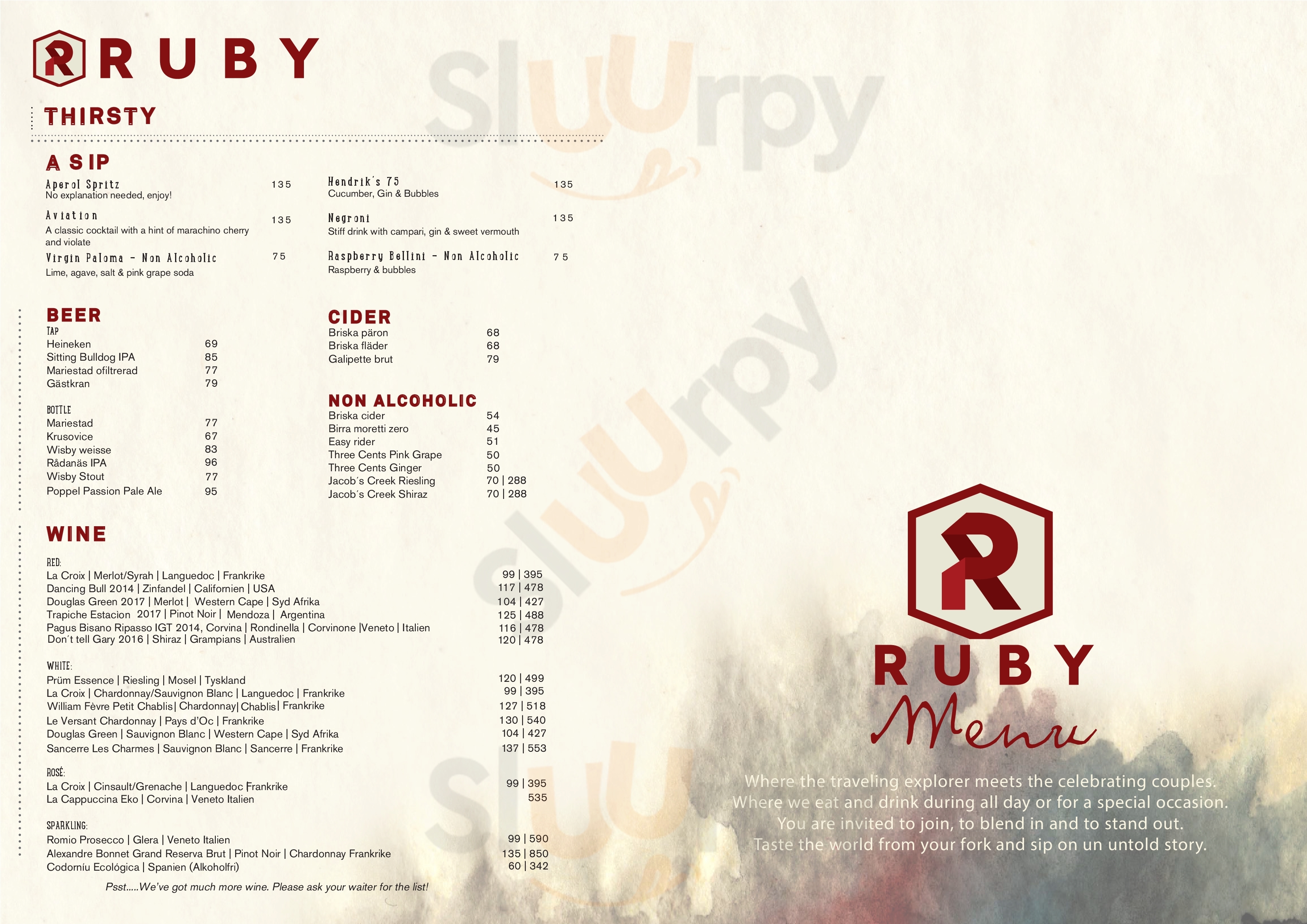 Ruby Bar Göteborg Menu - 1