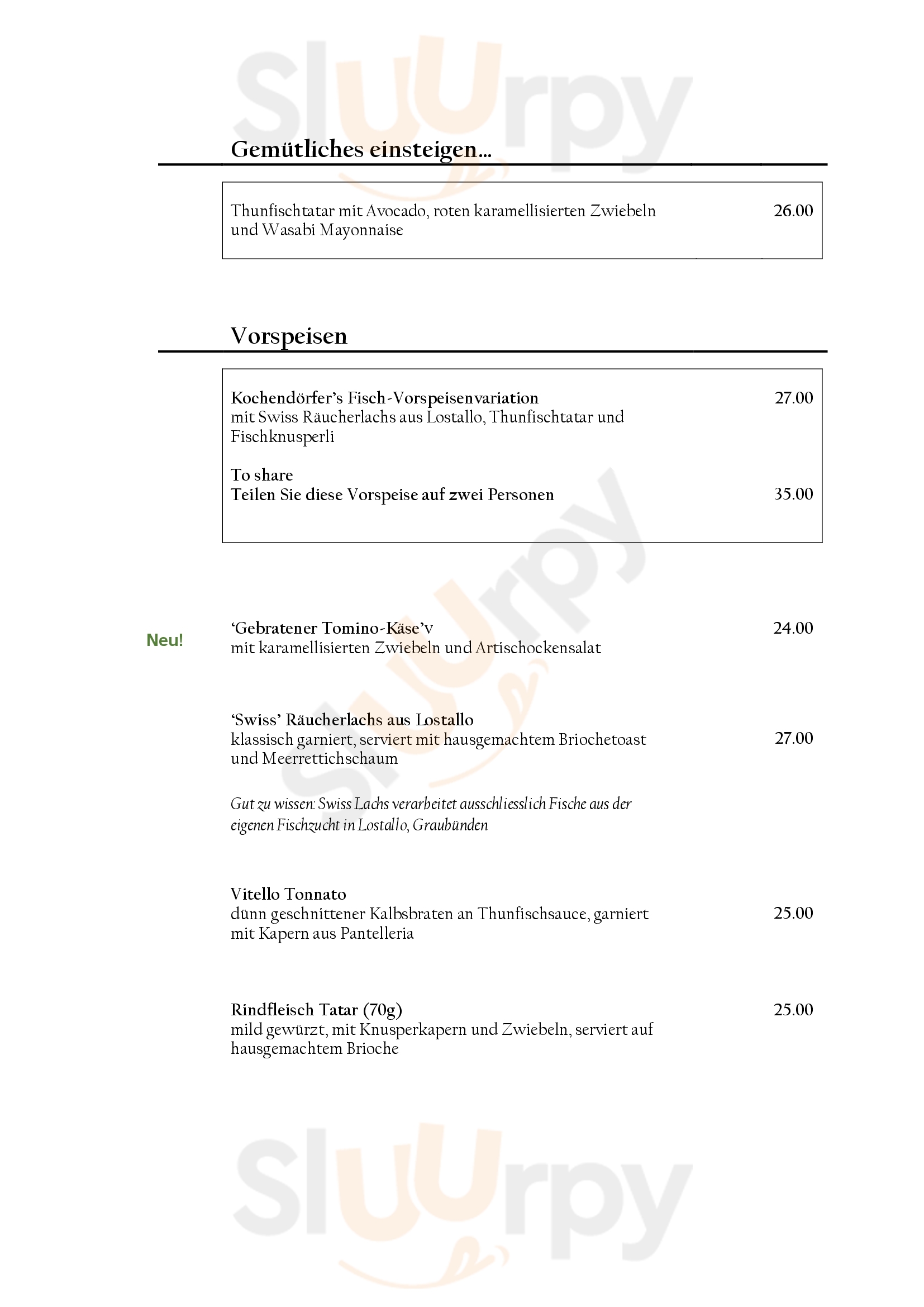 Restaurant Kochendörfer Pontresina Menu - 1