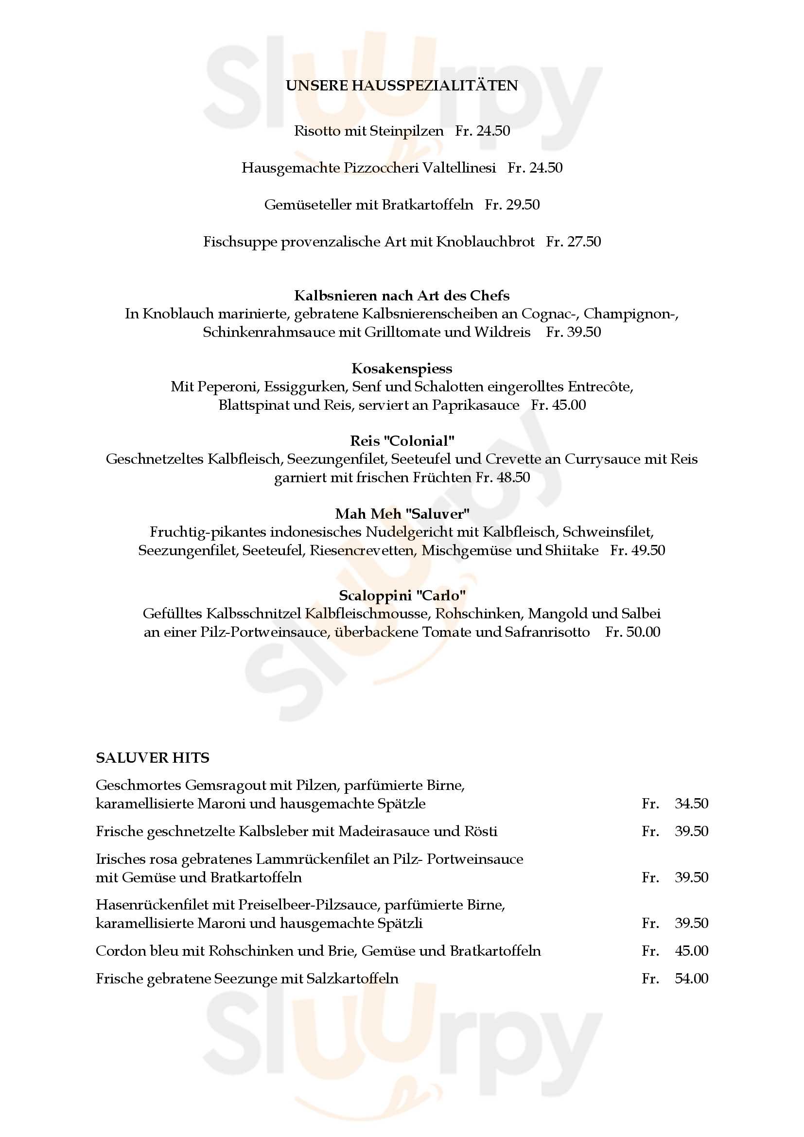 Restaurant Hotel Saluver Celerina Menu - 1