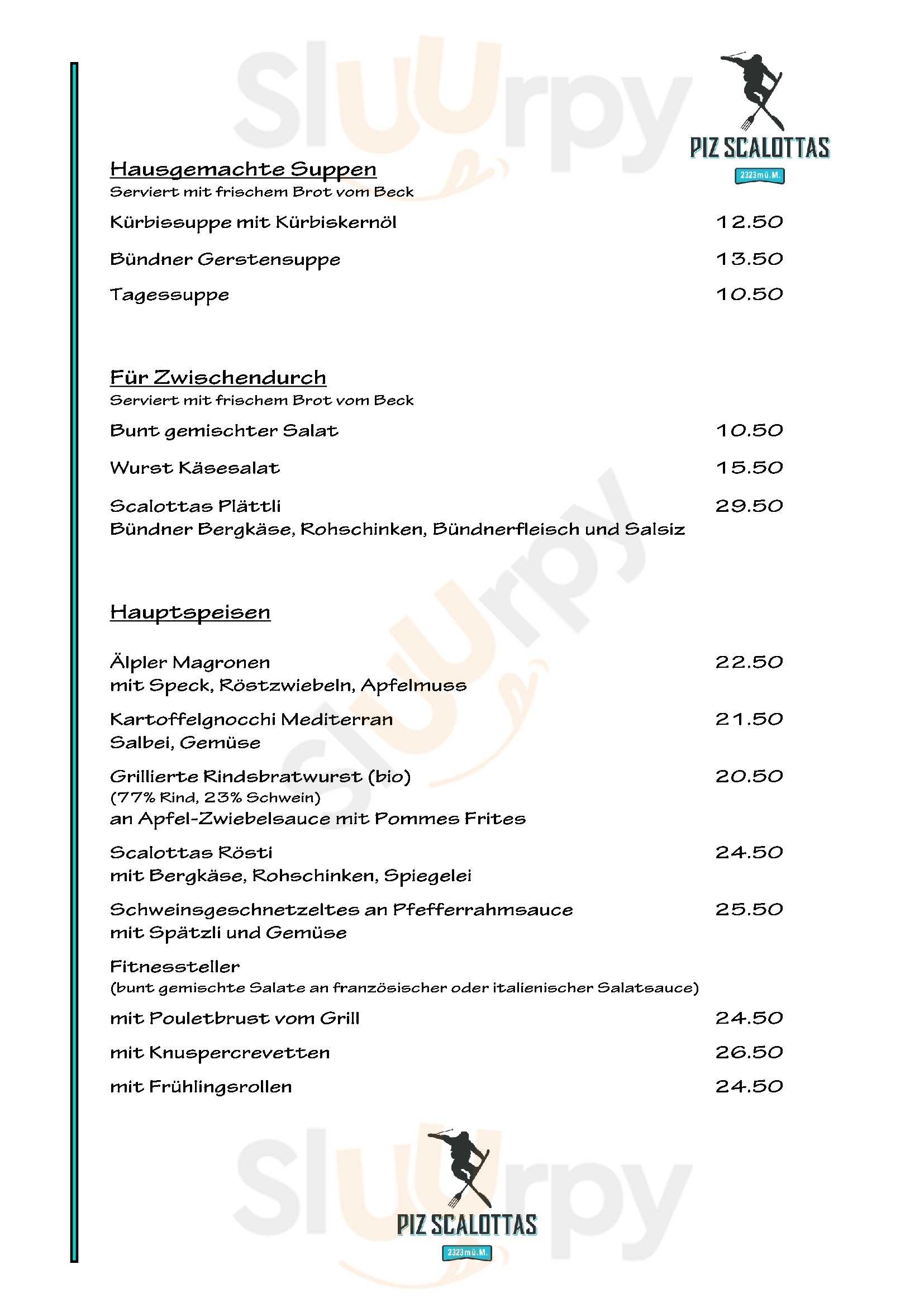 Bergrestaurant Piz Scalottas Lenzerheide Menu - 1