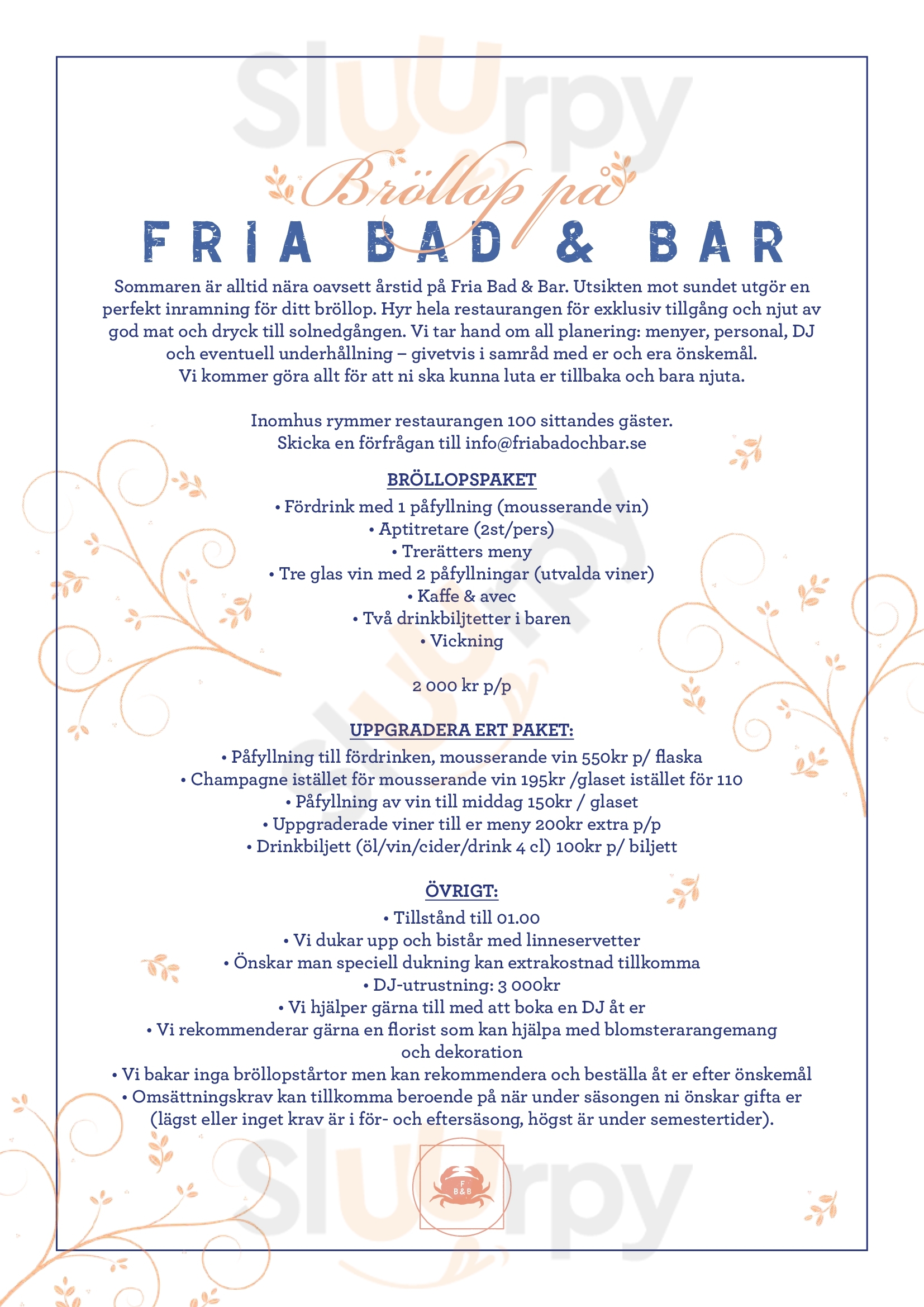 Fria Bad & Bar Helsingborg Menu - 1