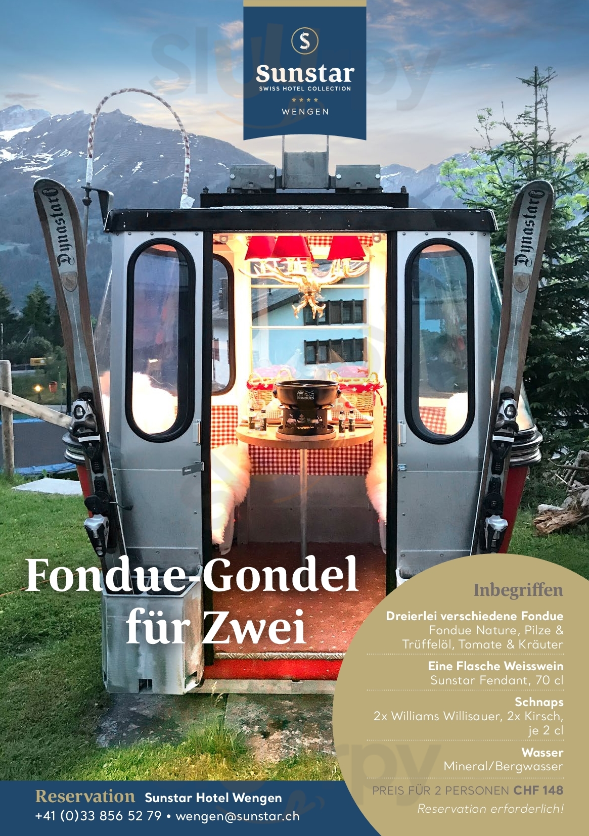 Fondue Gondola At Alpine Hotel Wengen Wengen Menu - 1