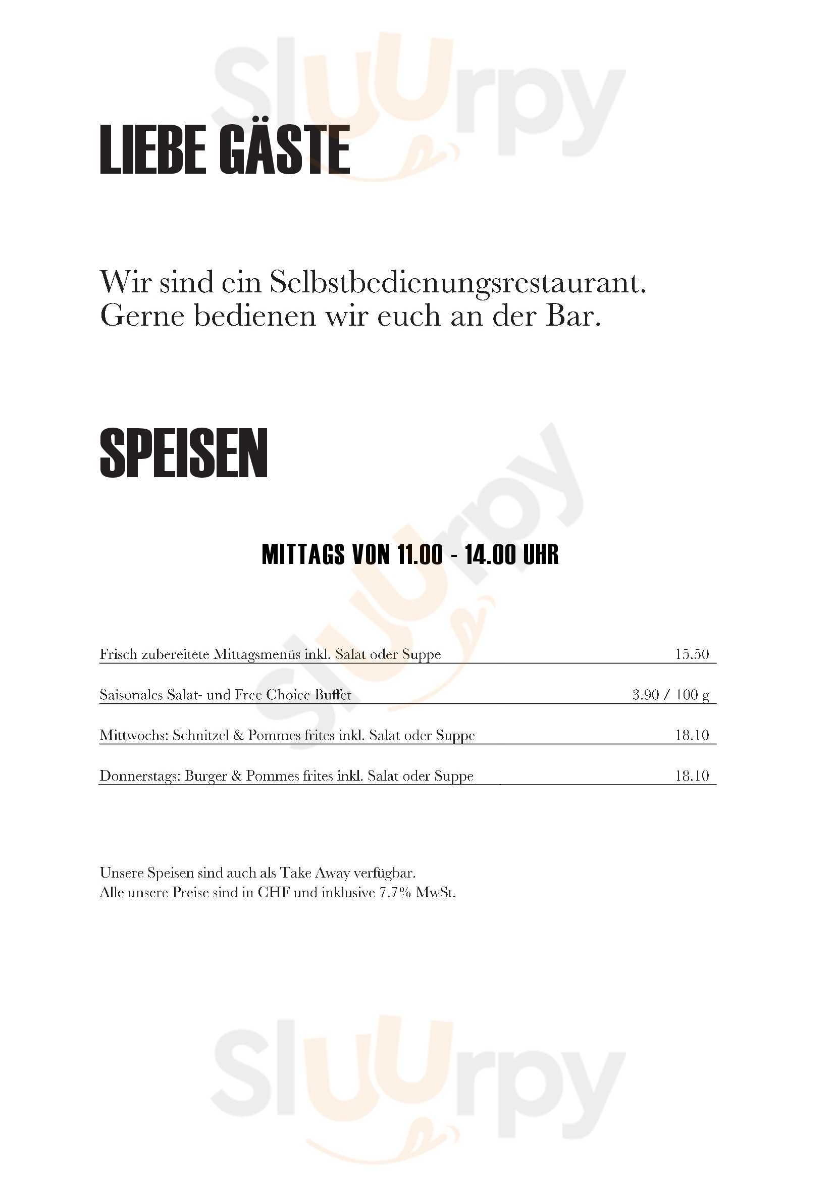 Restaurant Grosse Schanze Bern Menu - 1