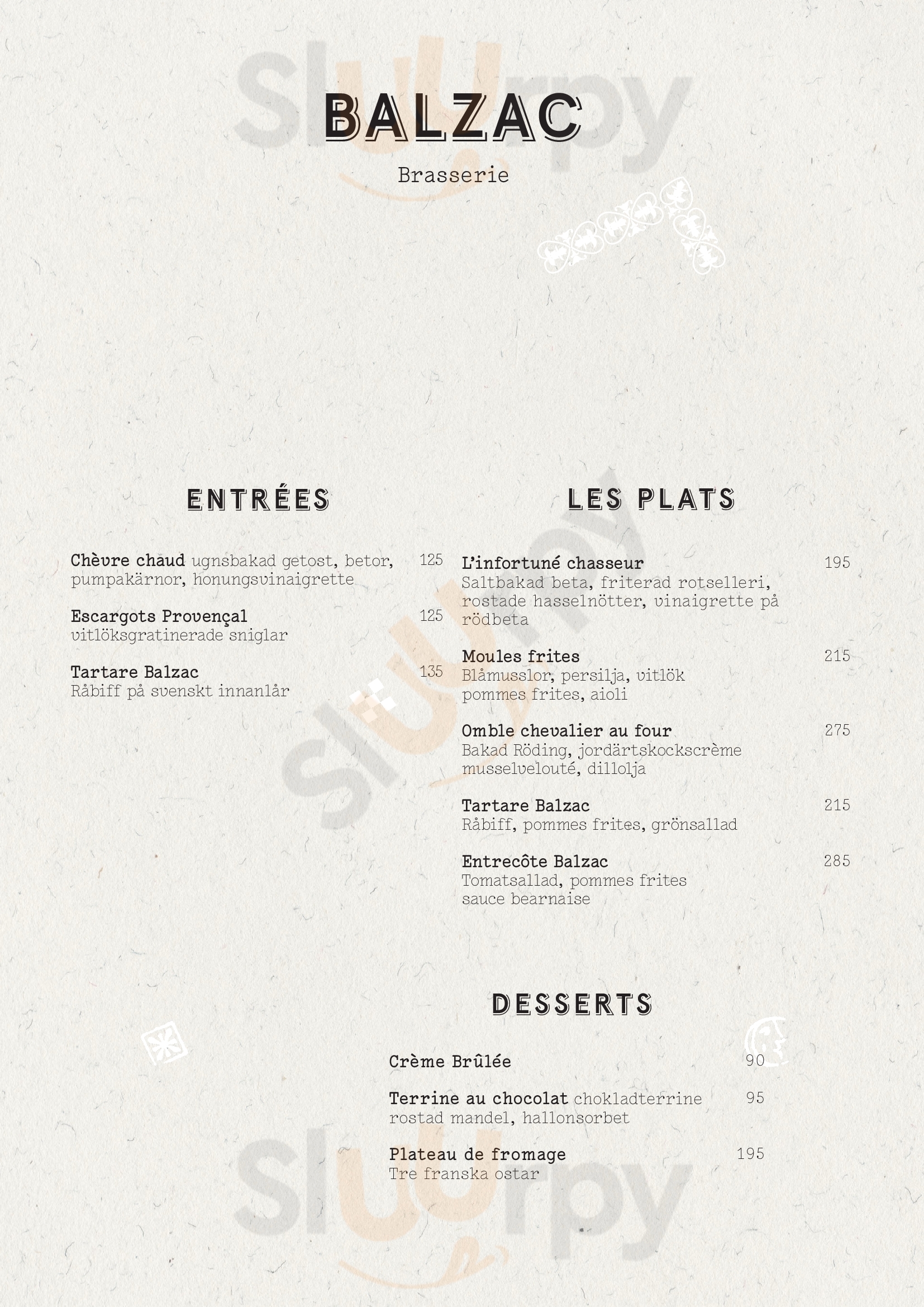 Brasserie Balzac Stockholm Menu - 1