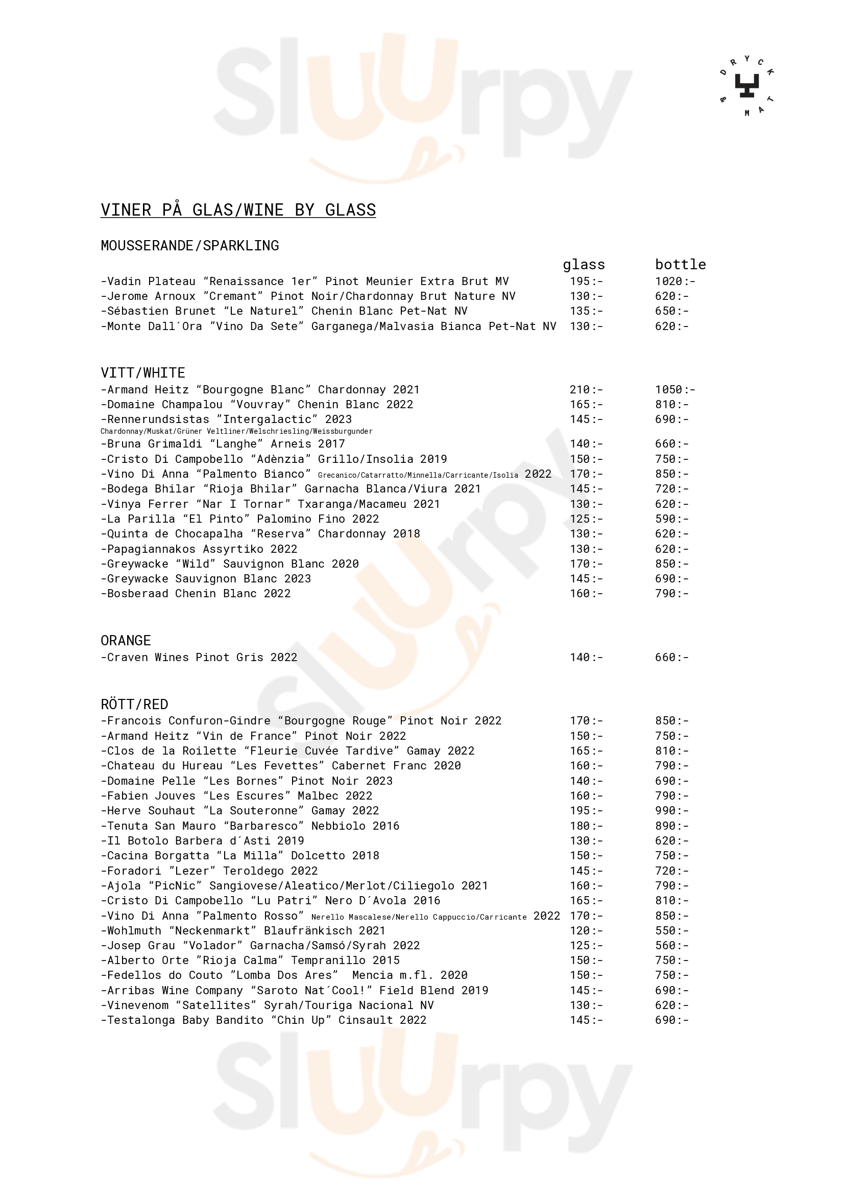 Dryck & Mat Uppsala Menu - 1