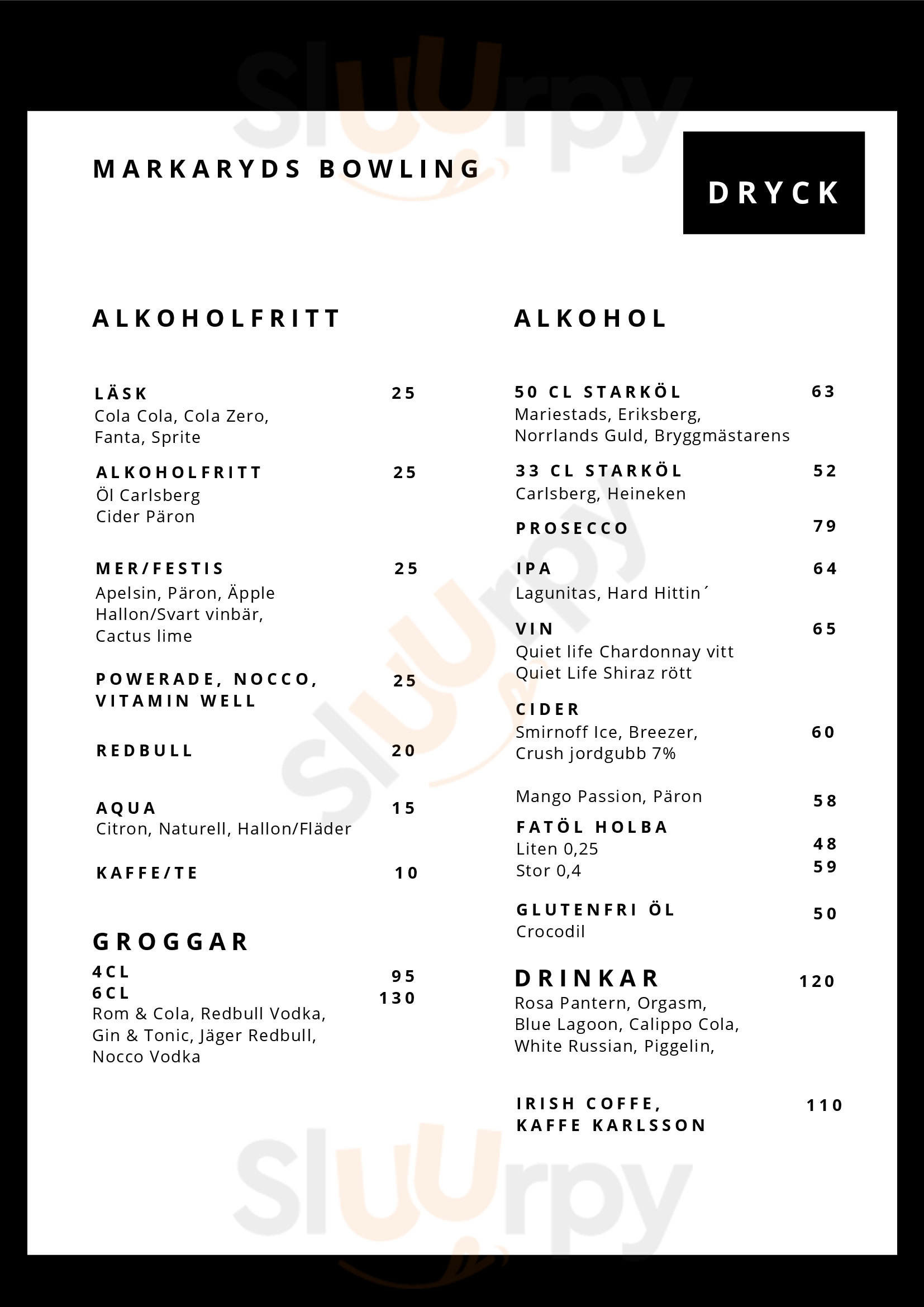 Markaryds Bowling Markaryd Menu - 1