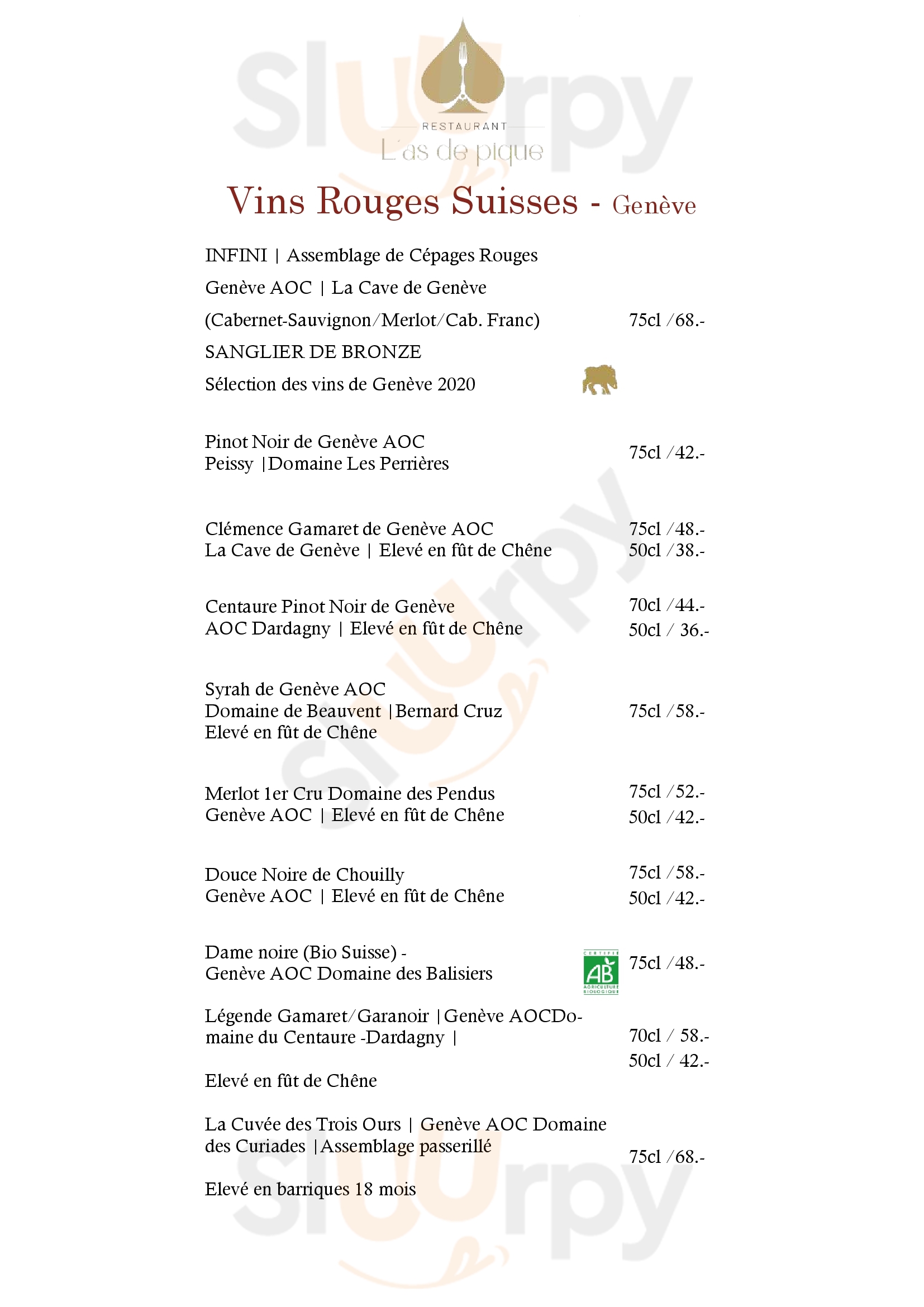 As De Pique Veyrier Menu - 1